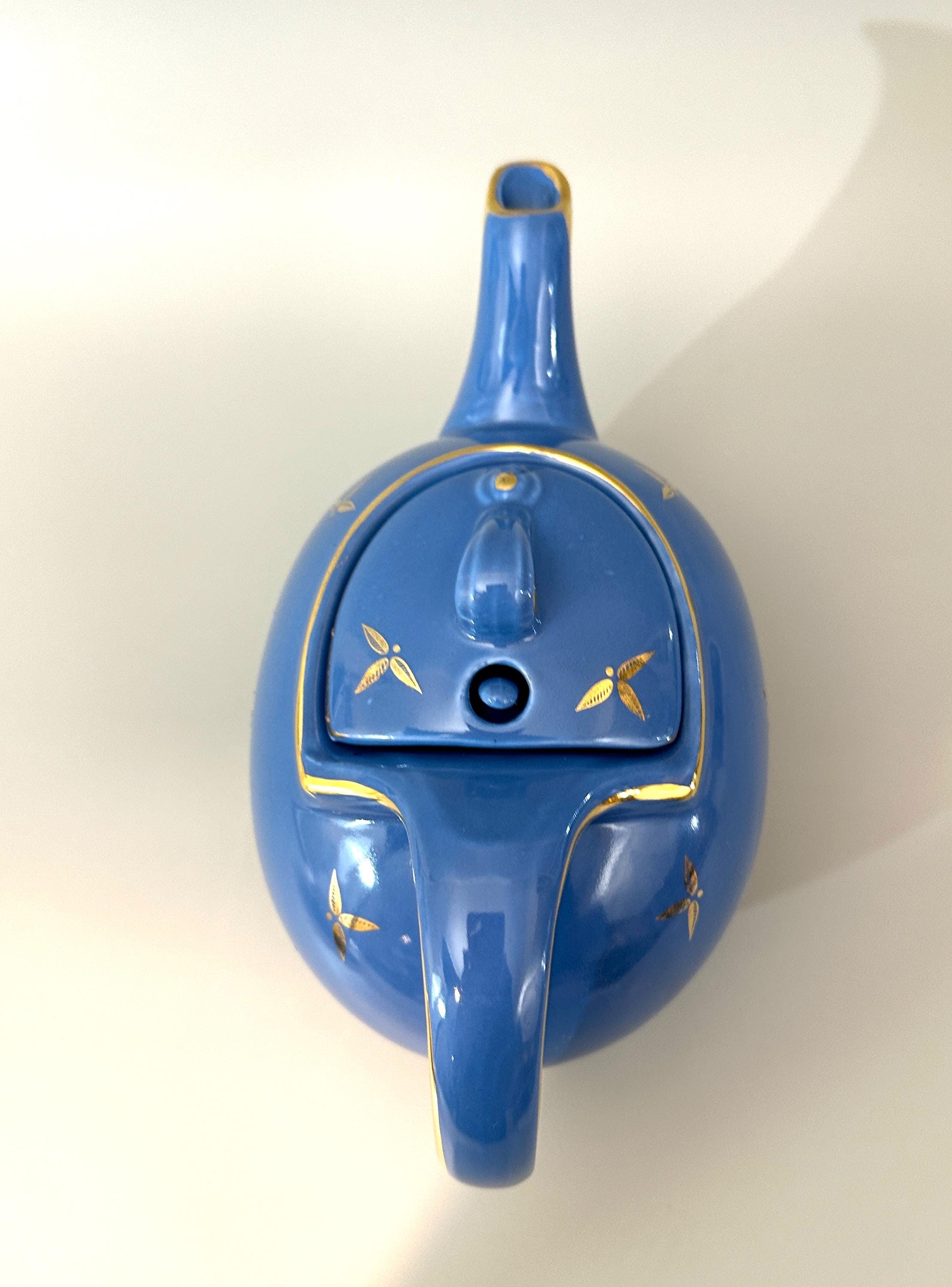 1945 Hall Hook Top Cadet Blue 6 Cup Teapot