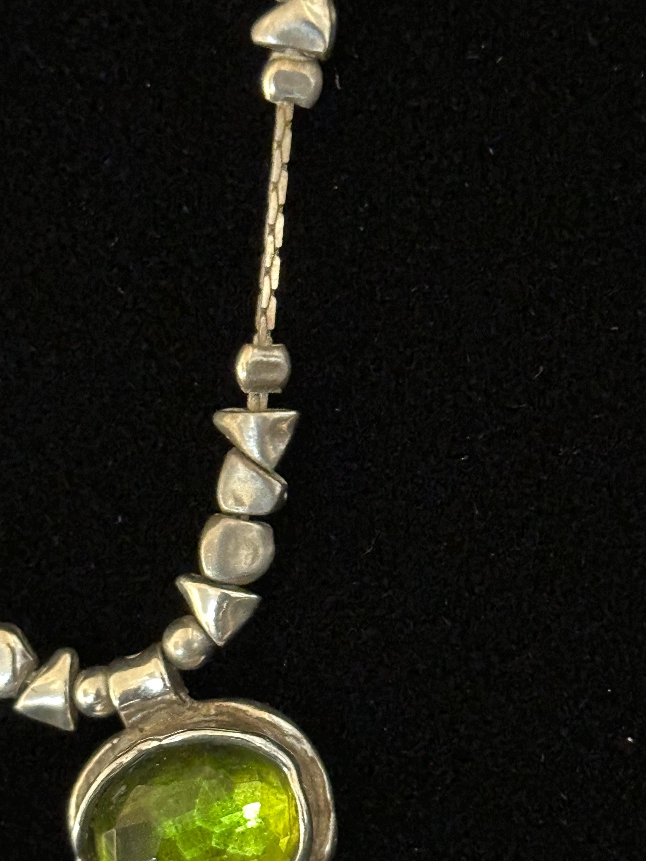 Silpada Sterling Silver Green Glass Bezel Pendent Necklace