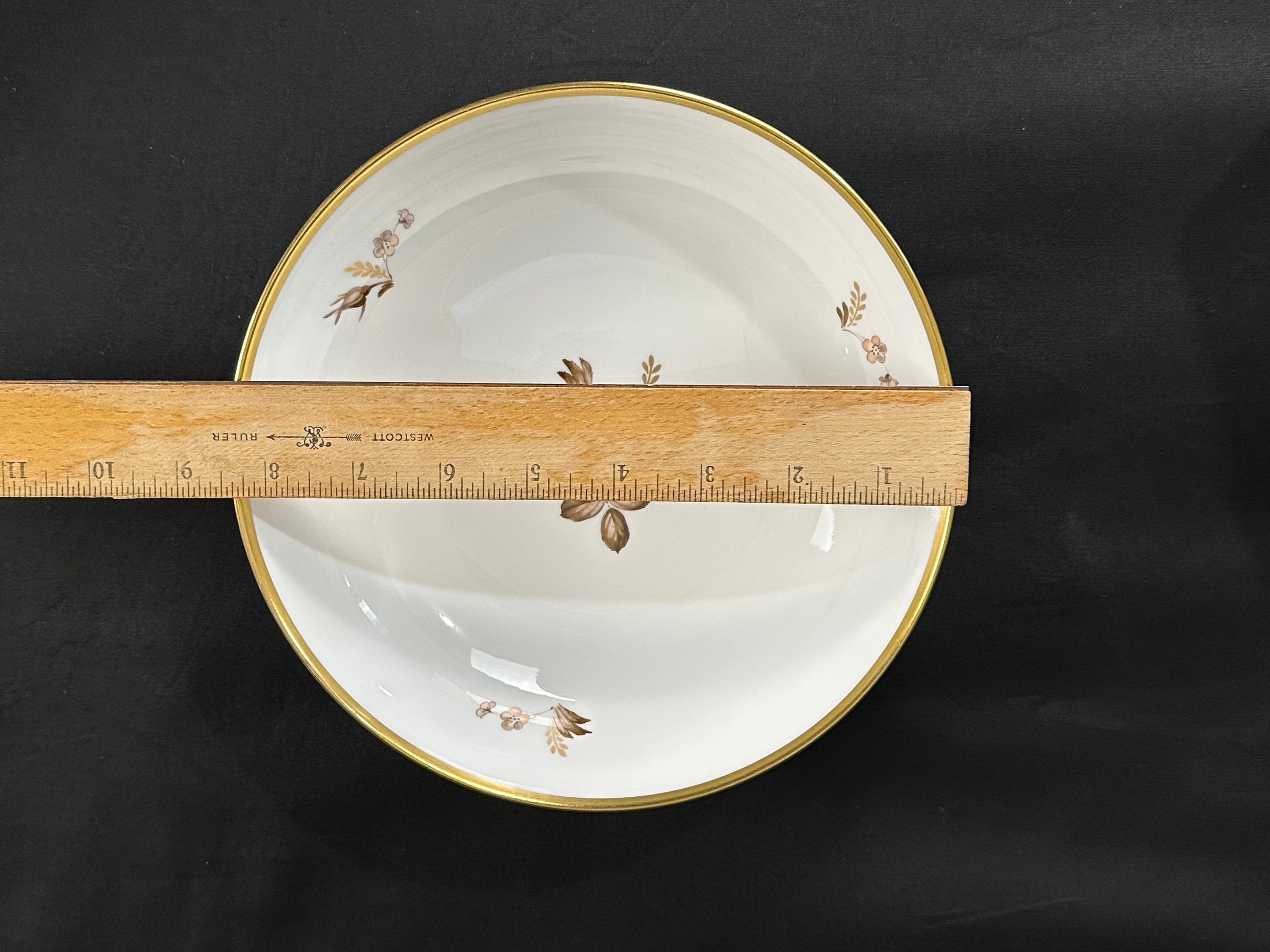 Set of 2 Royal Copenhagen Brown Rose Round Serving Bowls