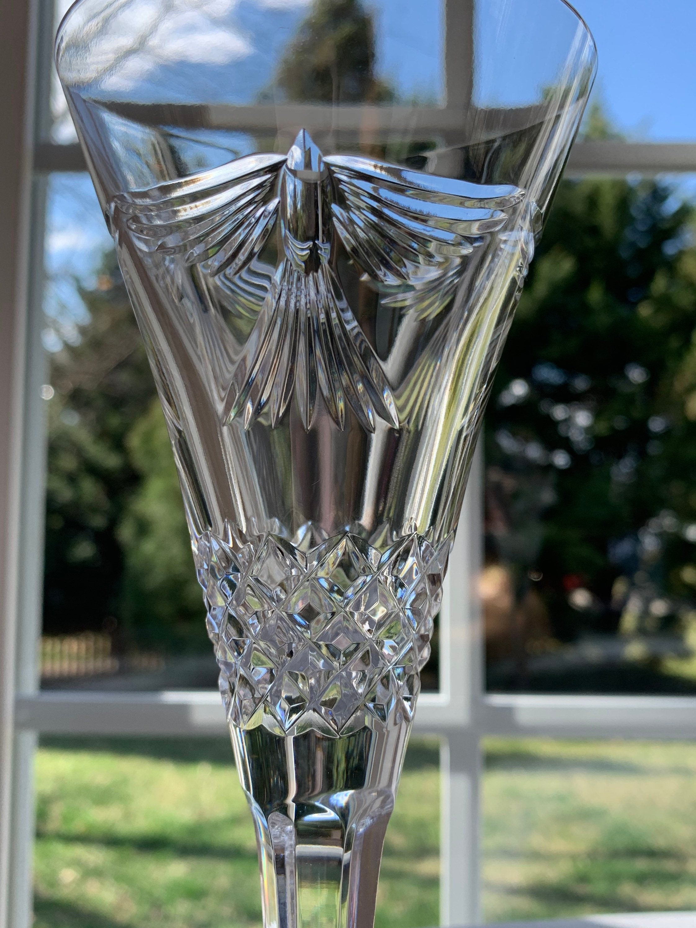 2 Waterford Crystal Millenium Champagne Flutes - Peace