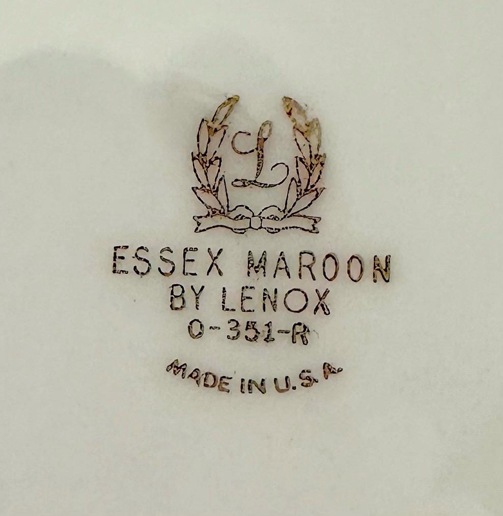 4 Lenox Essex Maroon Bread Plates