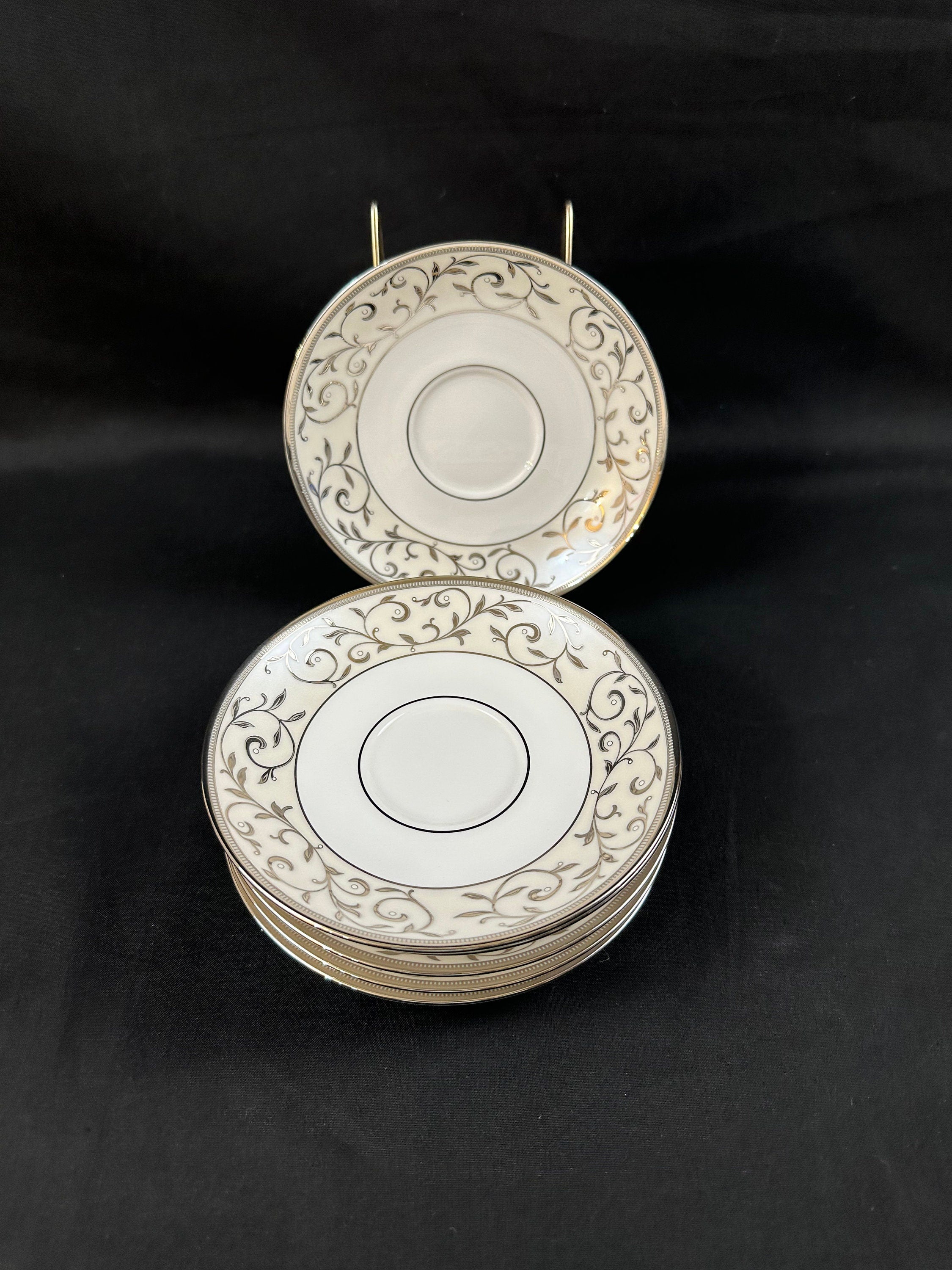 6 Lenox Opal Innocence Silver Saucers