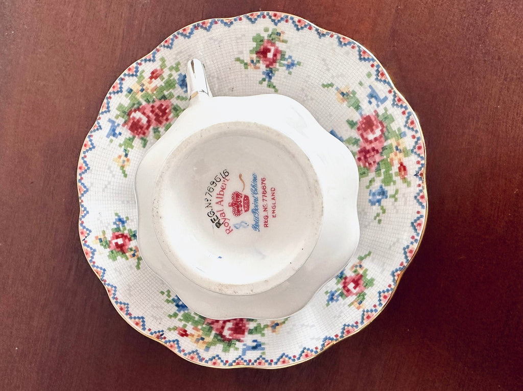 4 Royal Albert Petite Point Teacups and Saucers