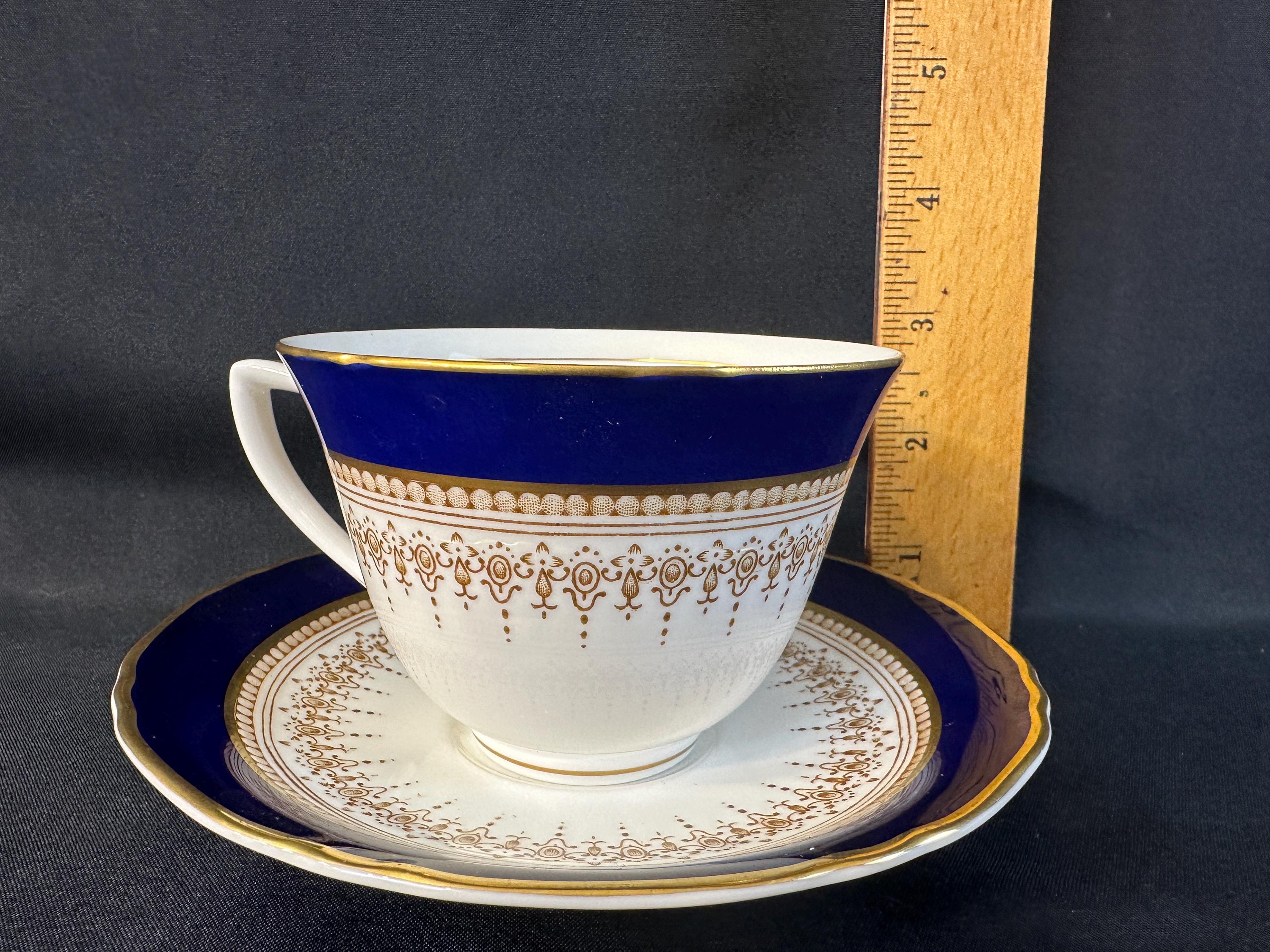Royal Worcester Regency Blue Teacup and Saucer