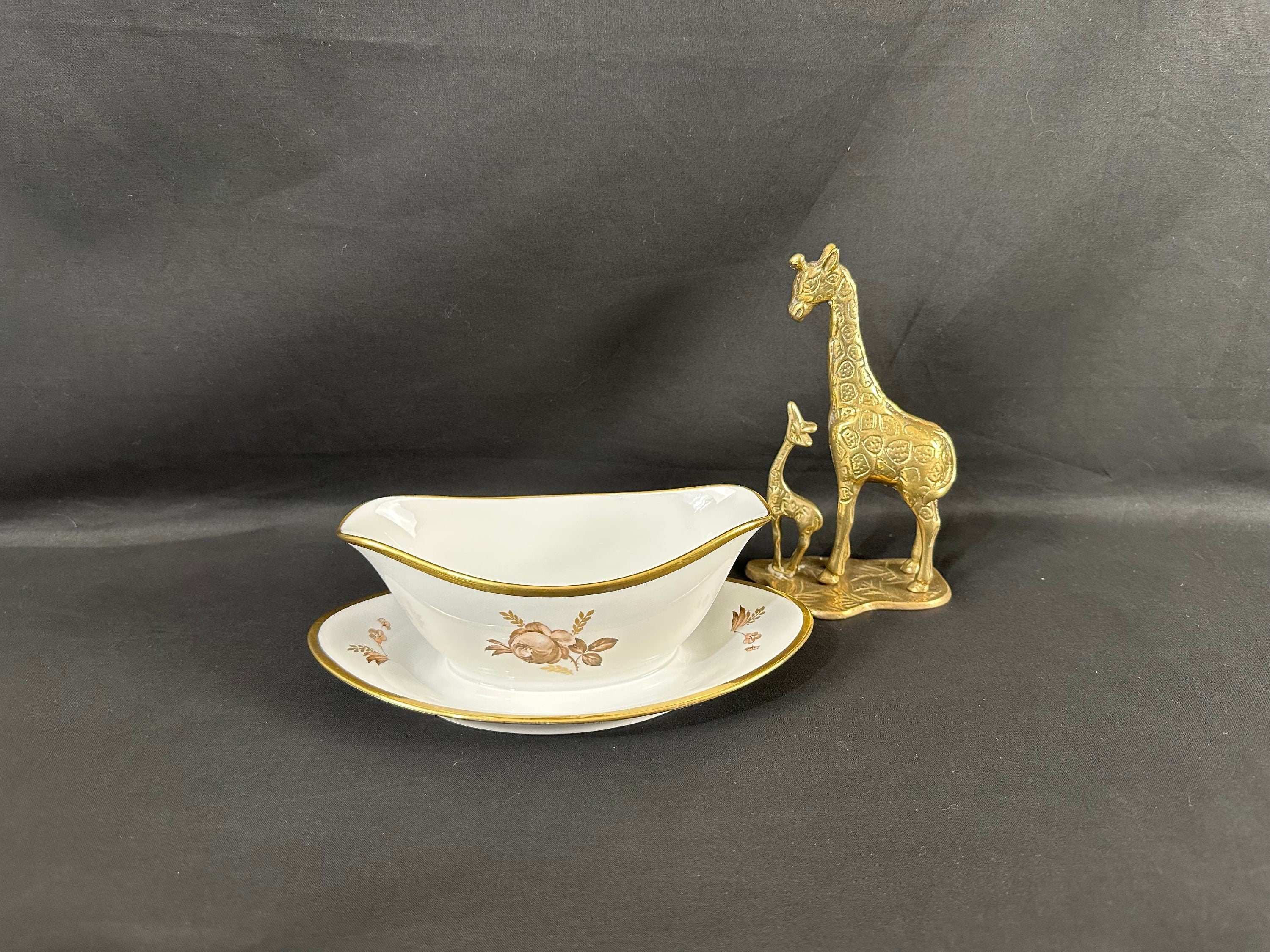 Royal Copenhagen Brown Roses Gravy Boat