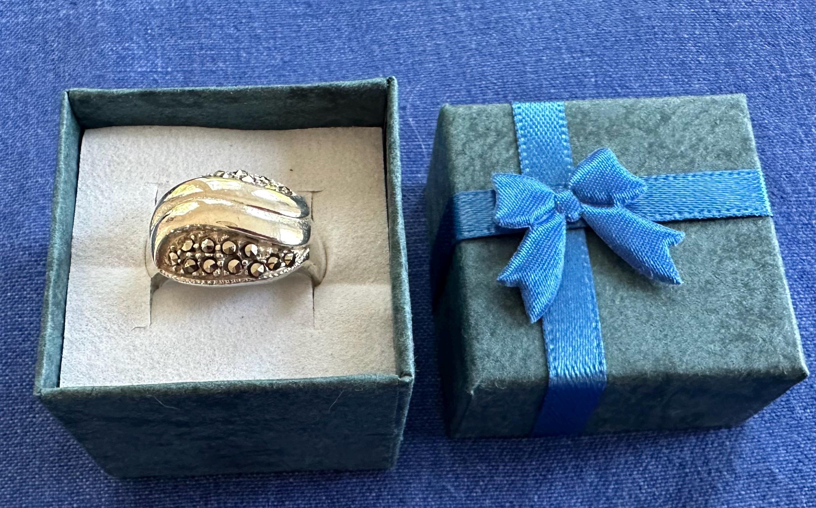 Vintage Sterling Silver Marcasite Statement Ring