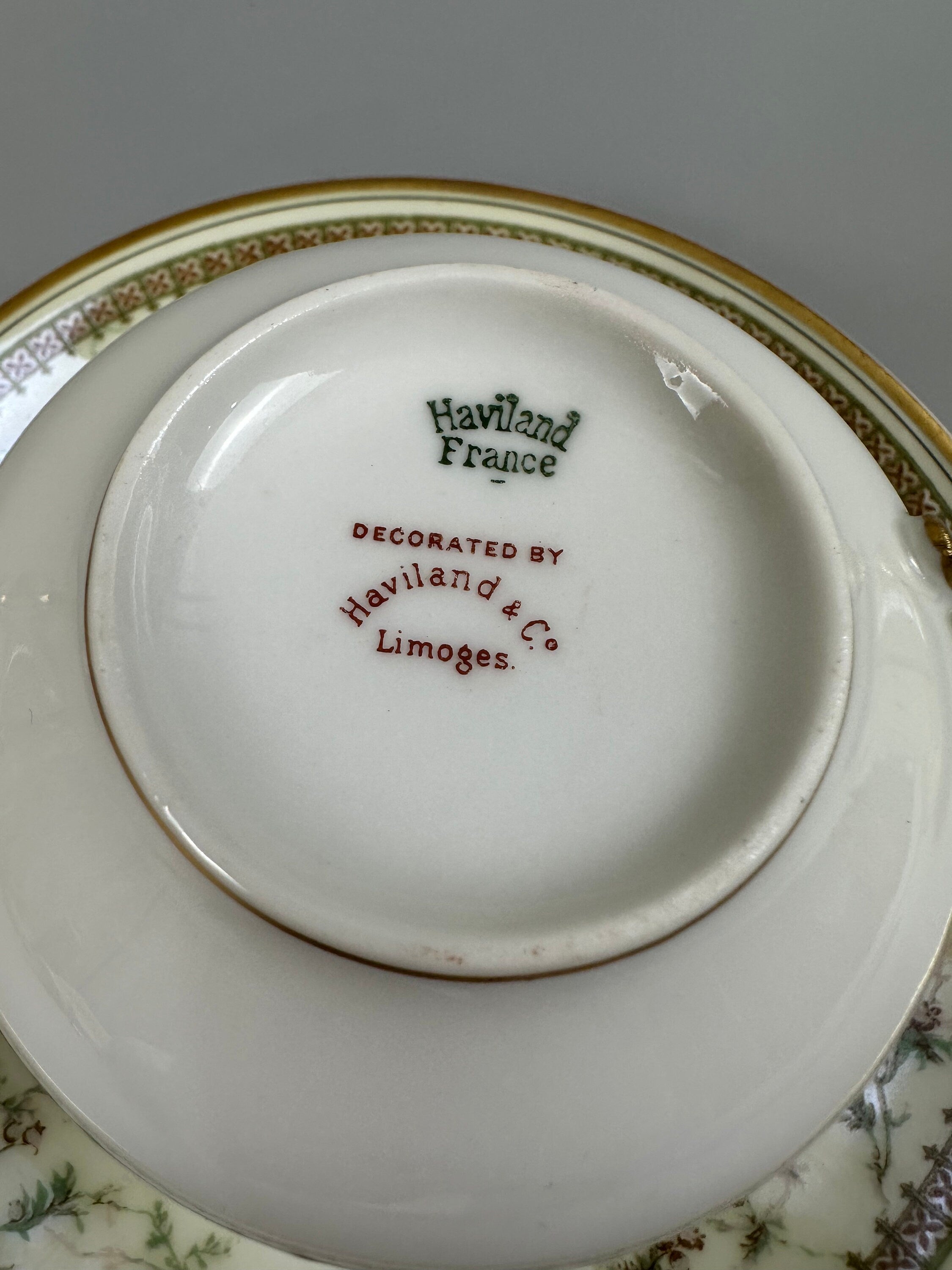 4 Haviland Yale Bouillon Soup Cups and Saucers