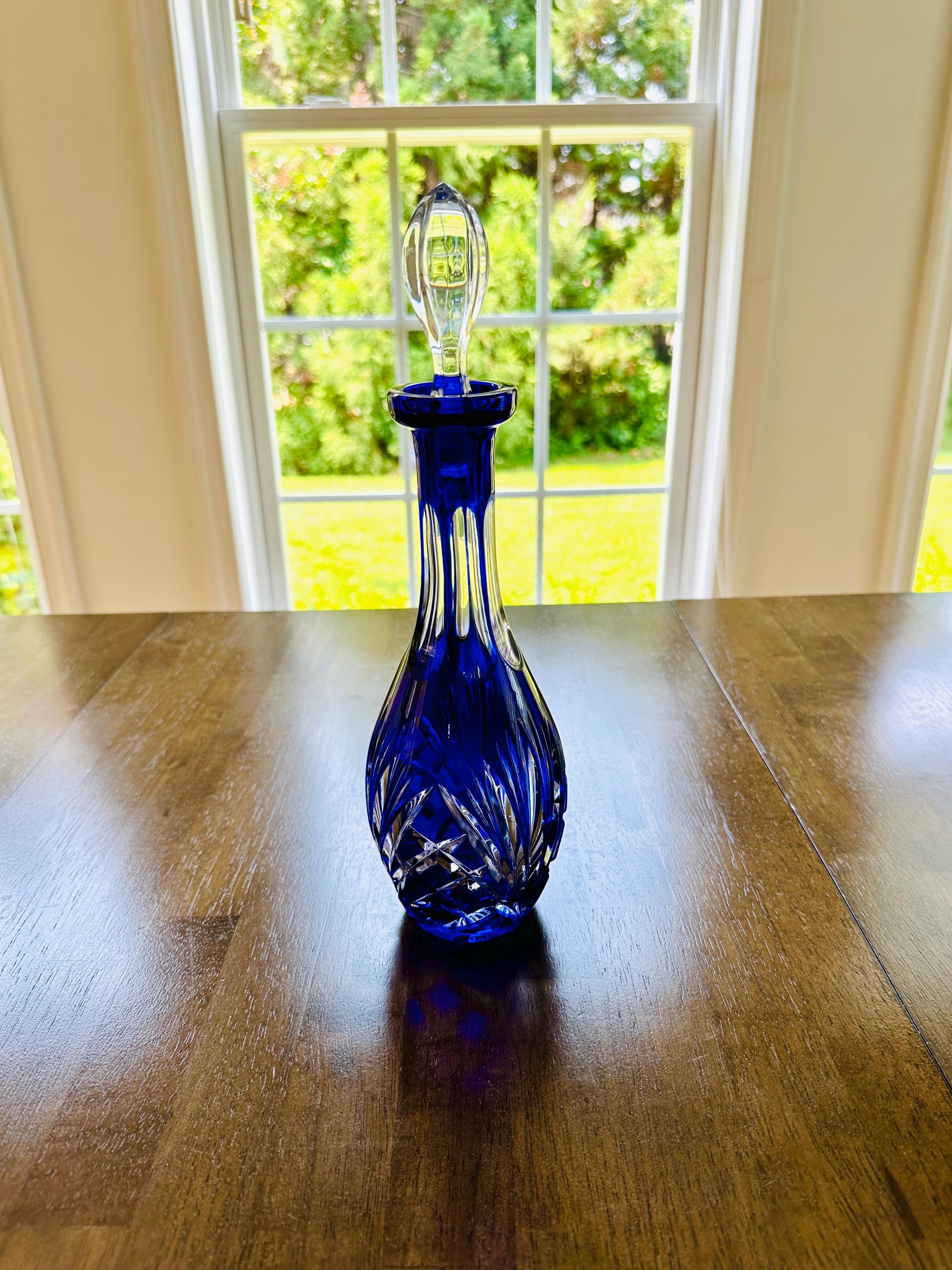 Gorham Cherrywood Cobalt Crystal Decanter