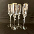 4 Lenox Monroe Champagne Flutes Gold Rims