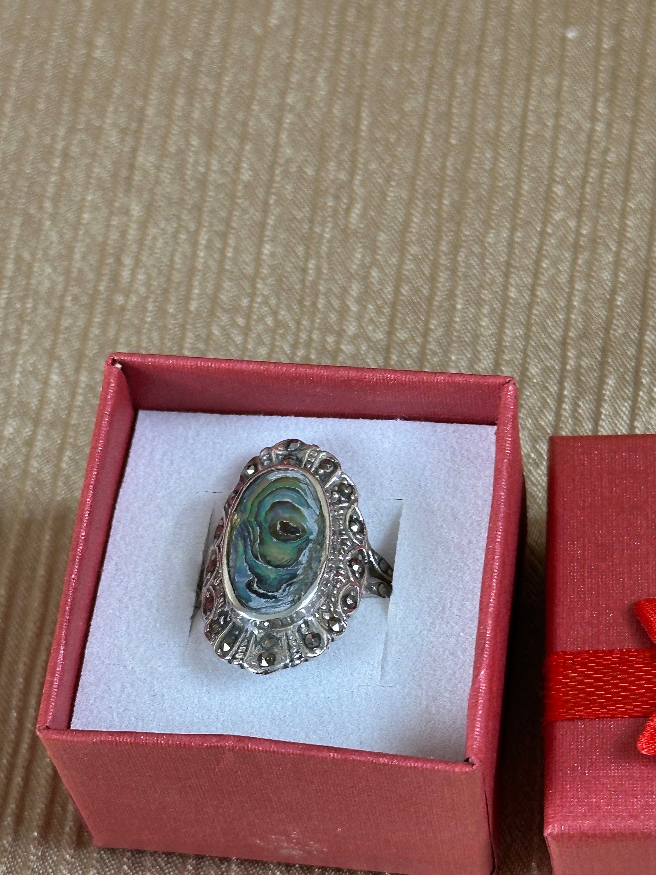 Sterling Silver Abalone and Marsite Nanette Ring