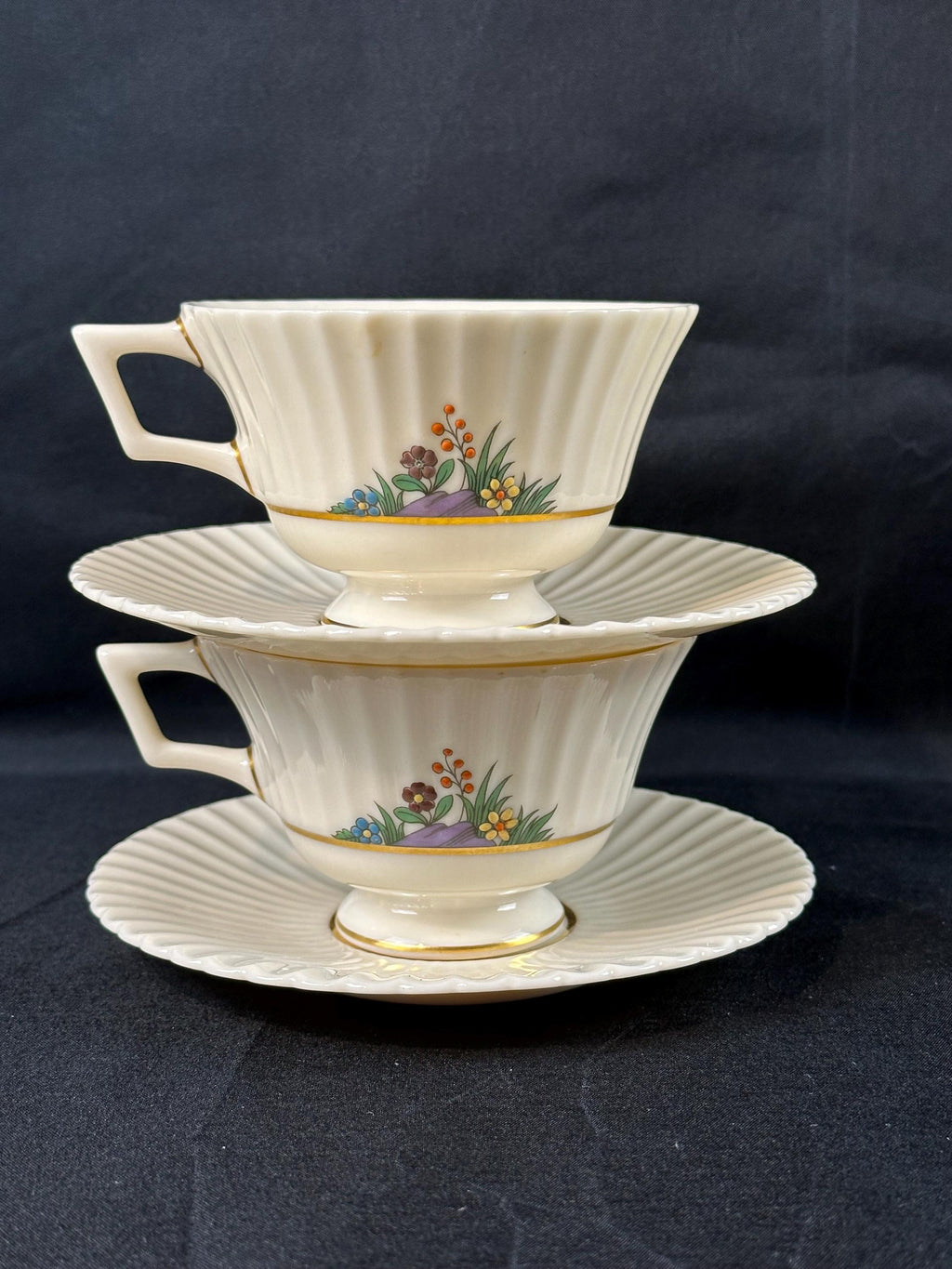 2 Lenox Rutledge Teacups and Saucers