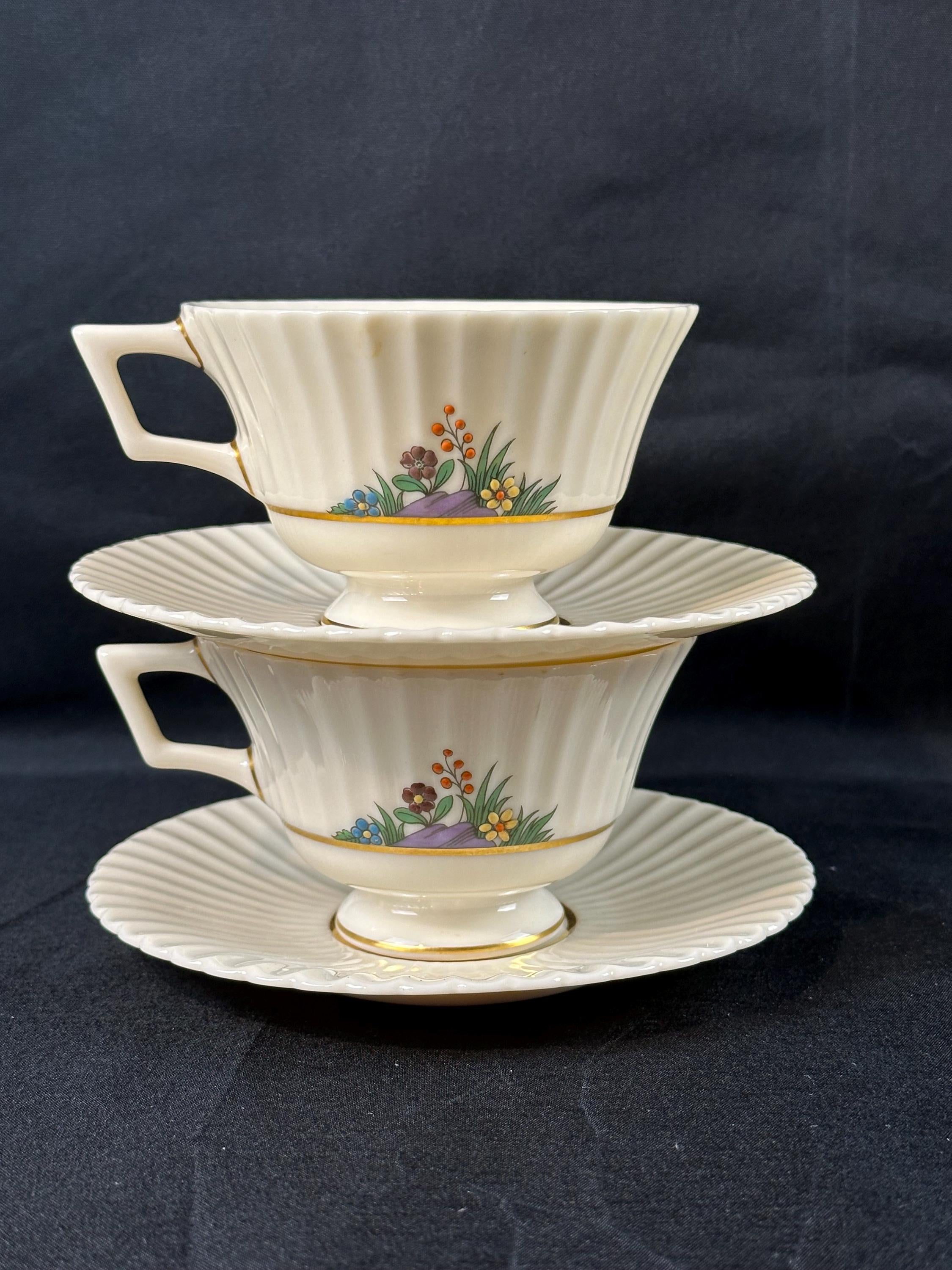 2 Lenox Rutledge Teacups and Saucers