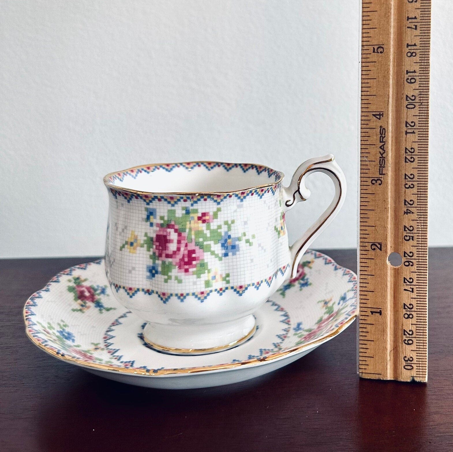 4 Royal Albert Petite Point Teacups and Saucers