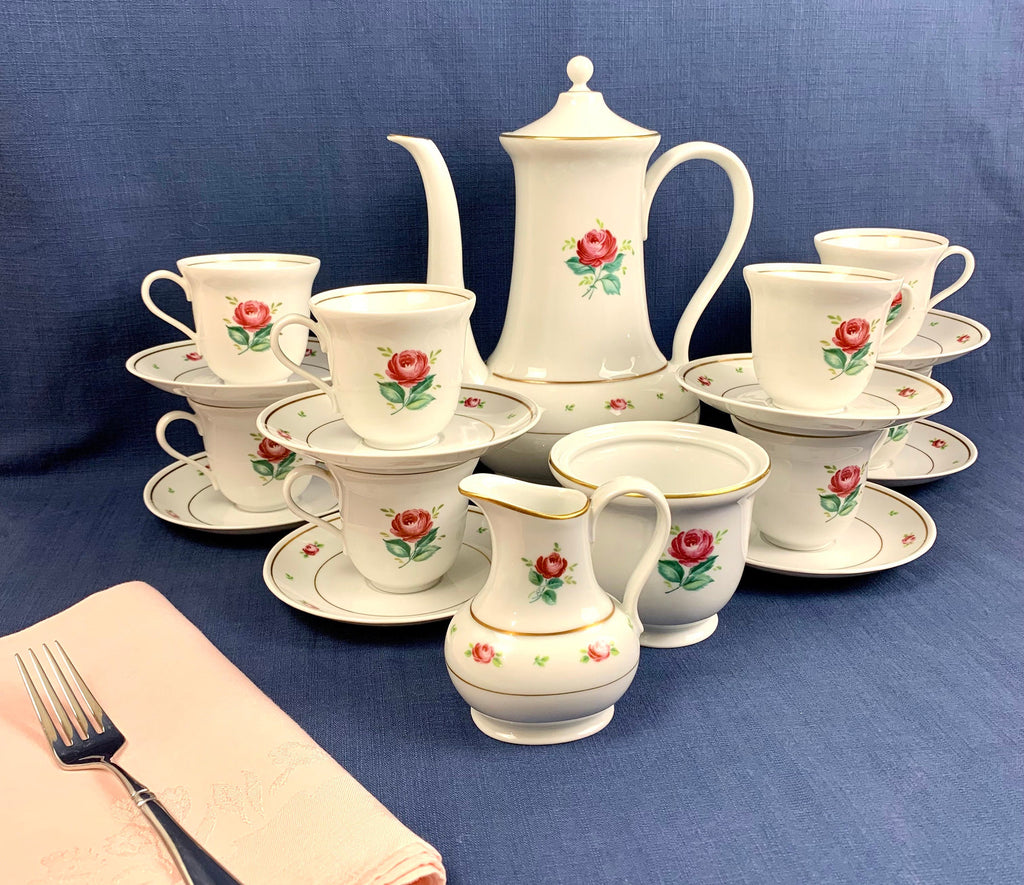 Vintage Hutschenreuther Coffee Dessert Set: Mid-Century German China