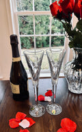 2 Waterford Crystal Tall Toasting Flutes Let There Be Peace