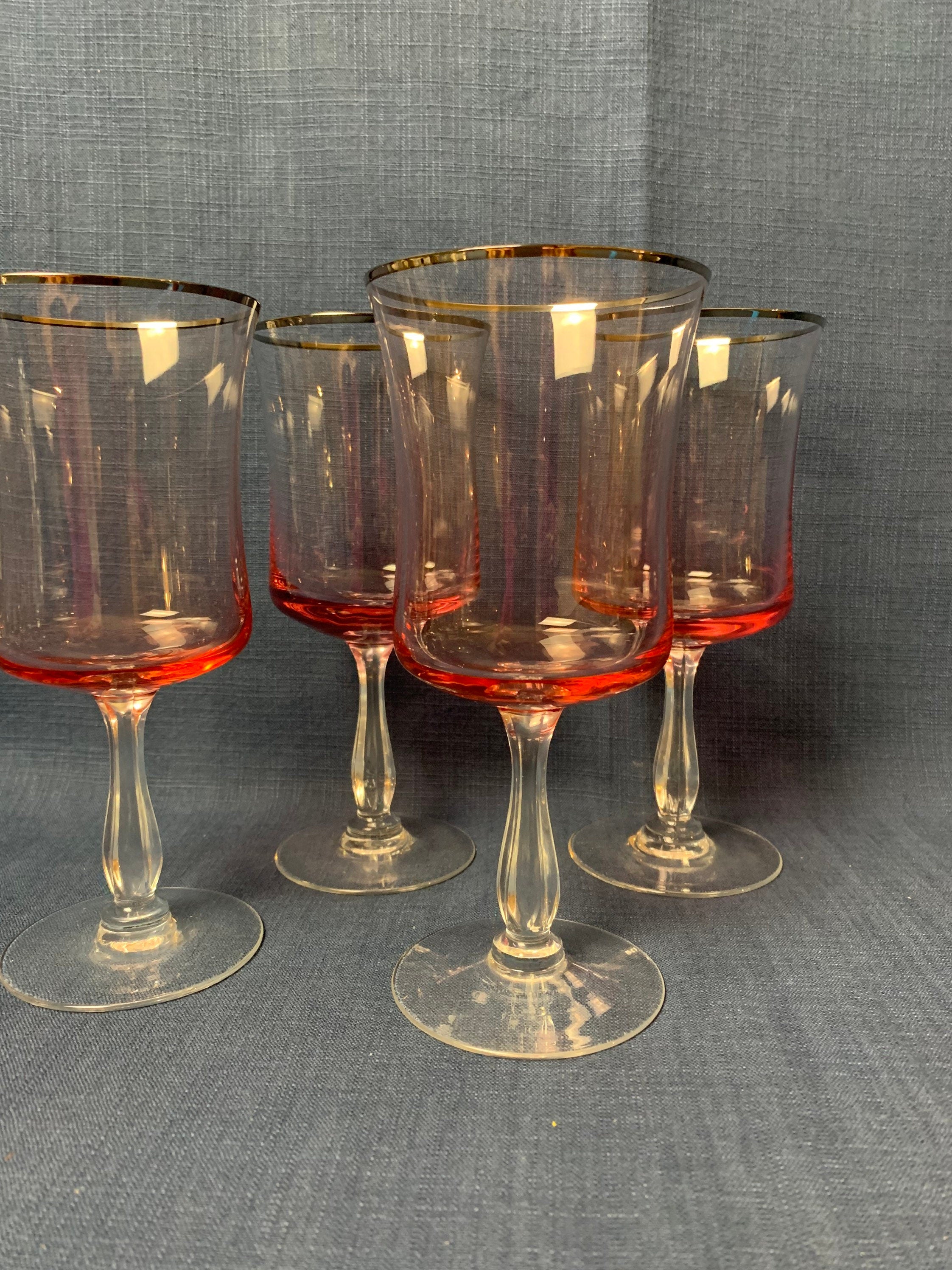 4 Noritake Rainbow Pink Water Glasses
