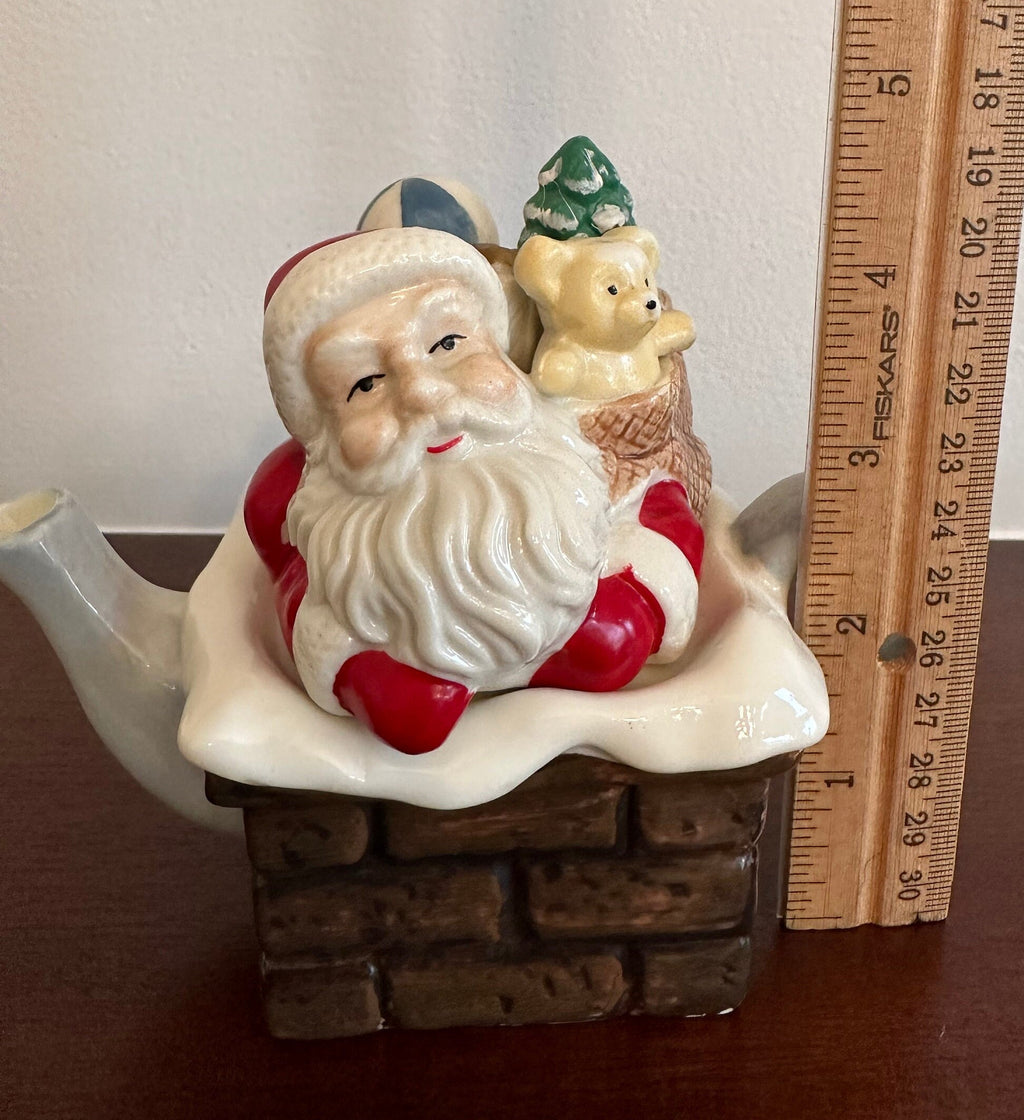 Small Santa in Chimney Teapot