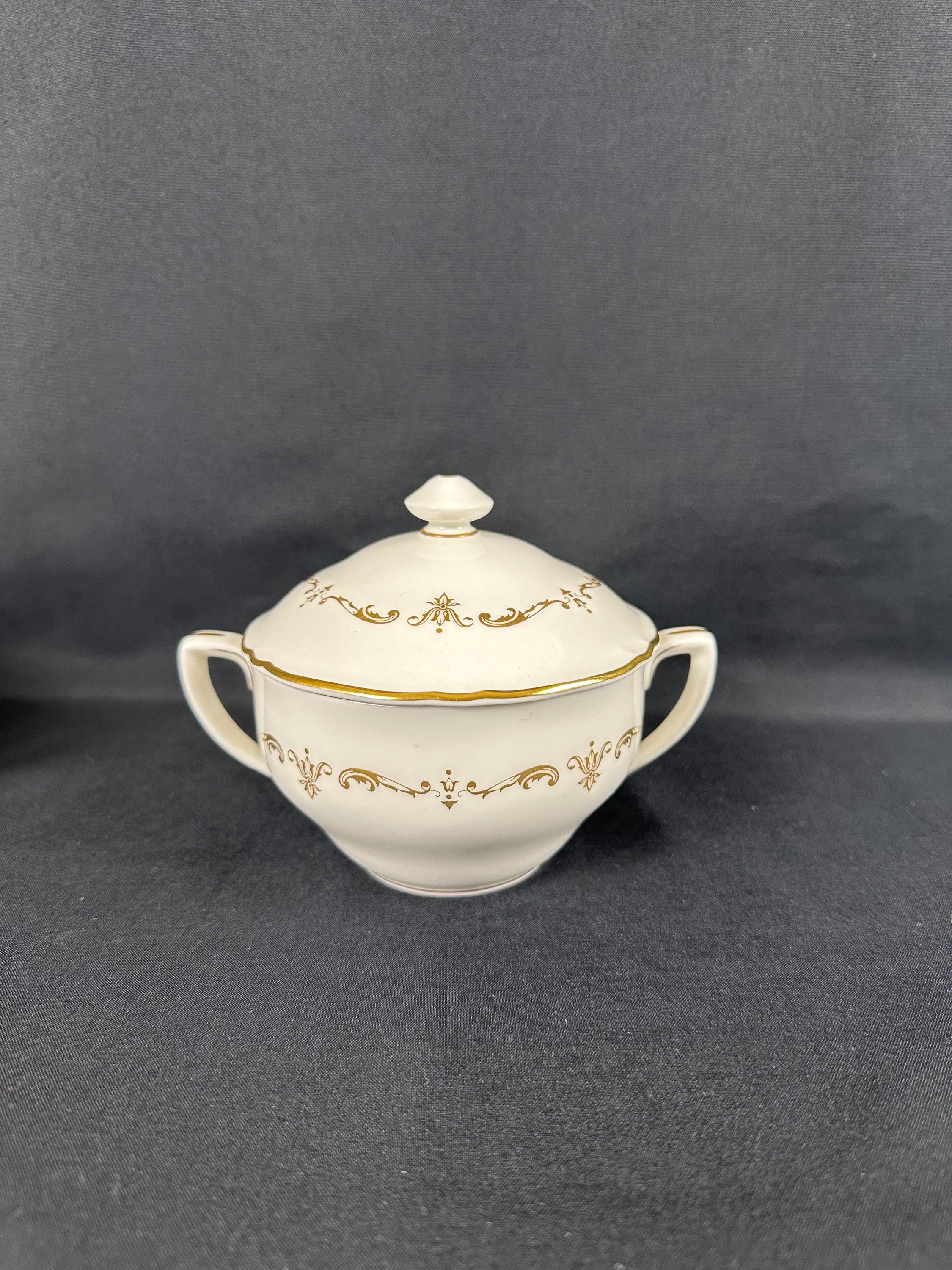 Royal Worcester Gold Chantilly Creamer and Sugar Bowl