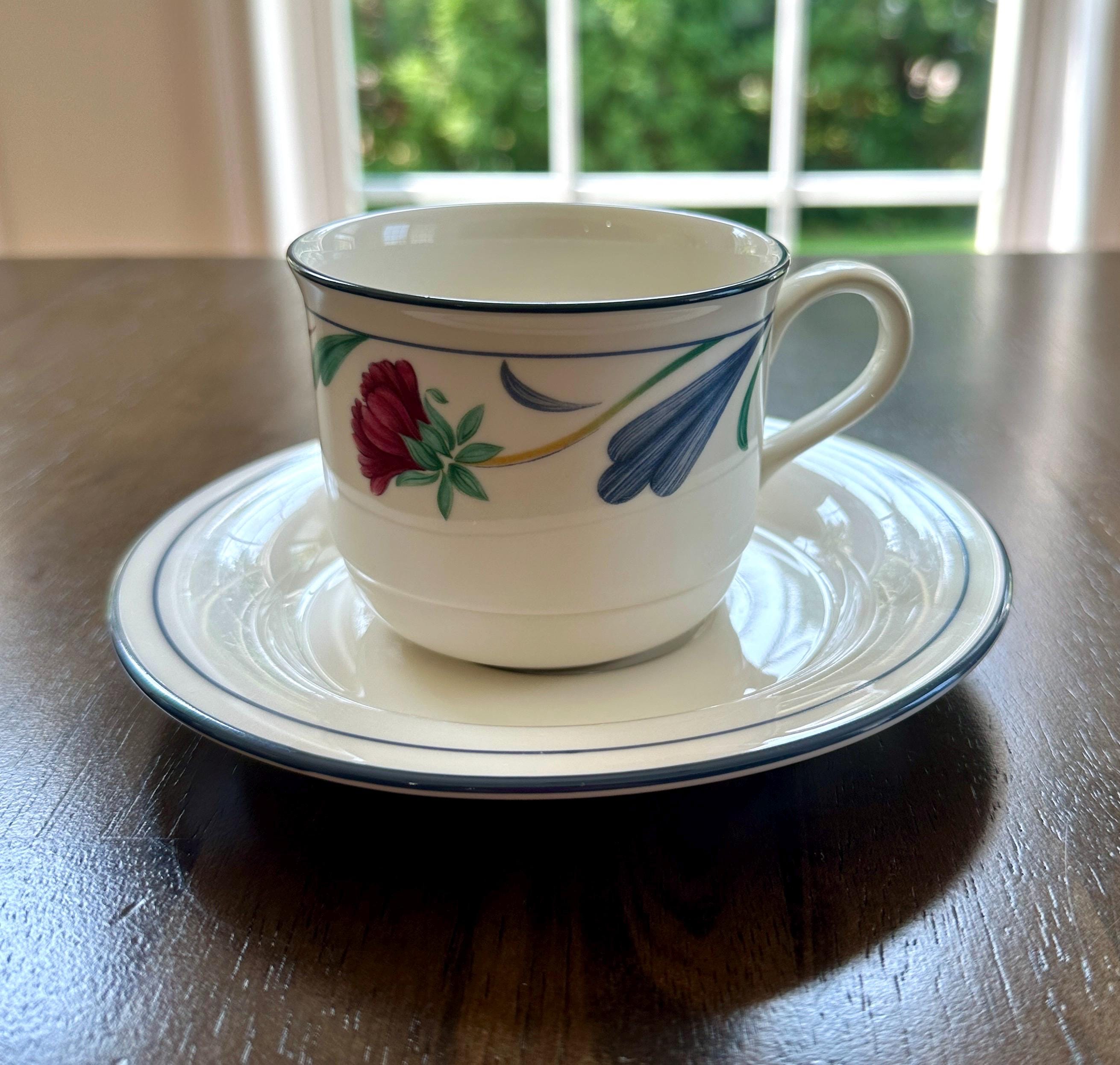 Lenox Poppies on Blue Duck Teapot and 2 Teacups
