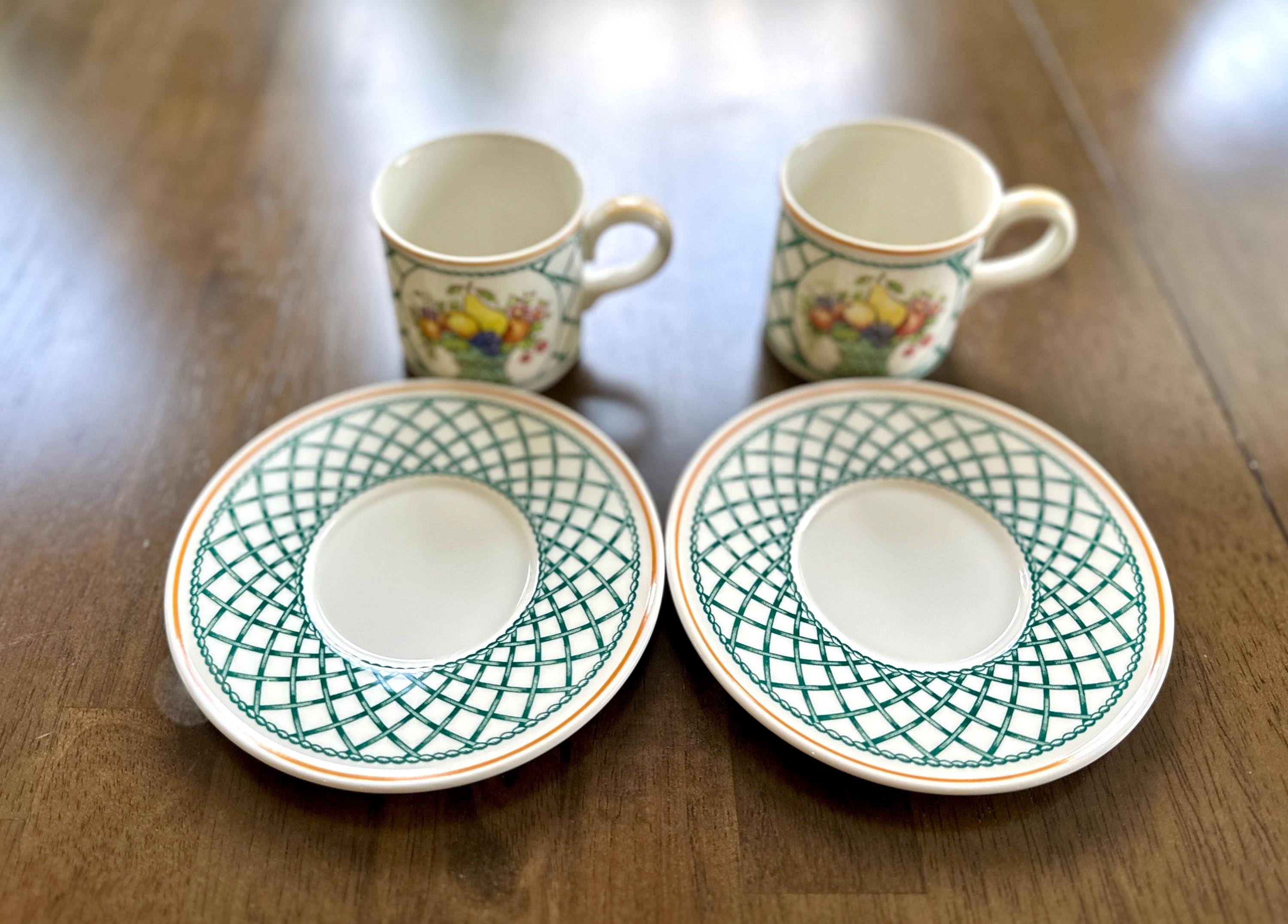 2 Villeroy and Boch Basket Demitasse Cups and Saucers