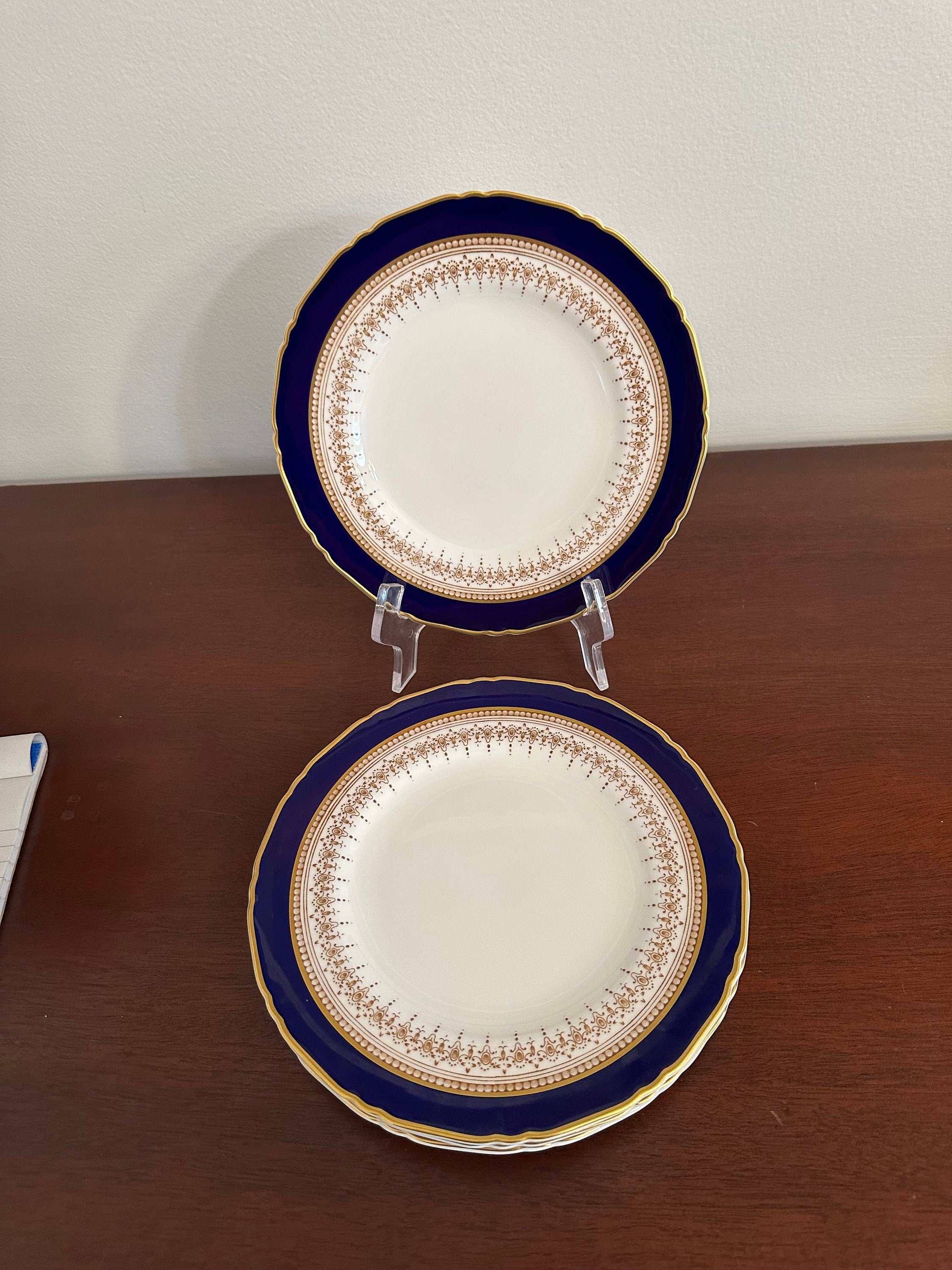 4 Royal Worcester Regency Blue Salad Plates