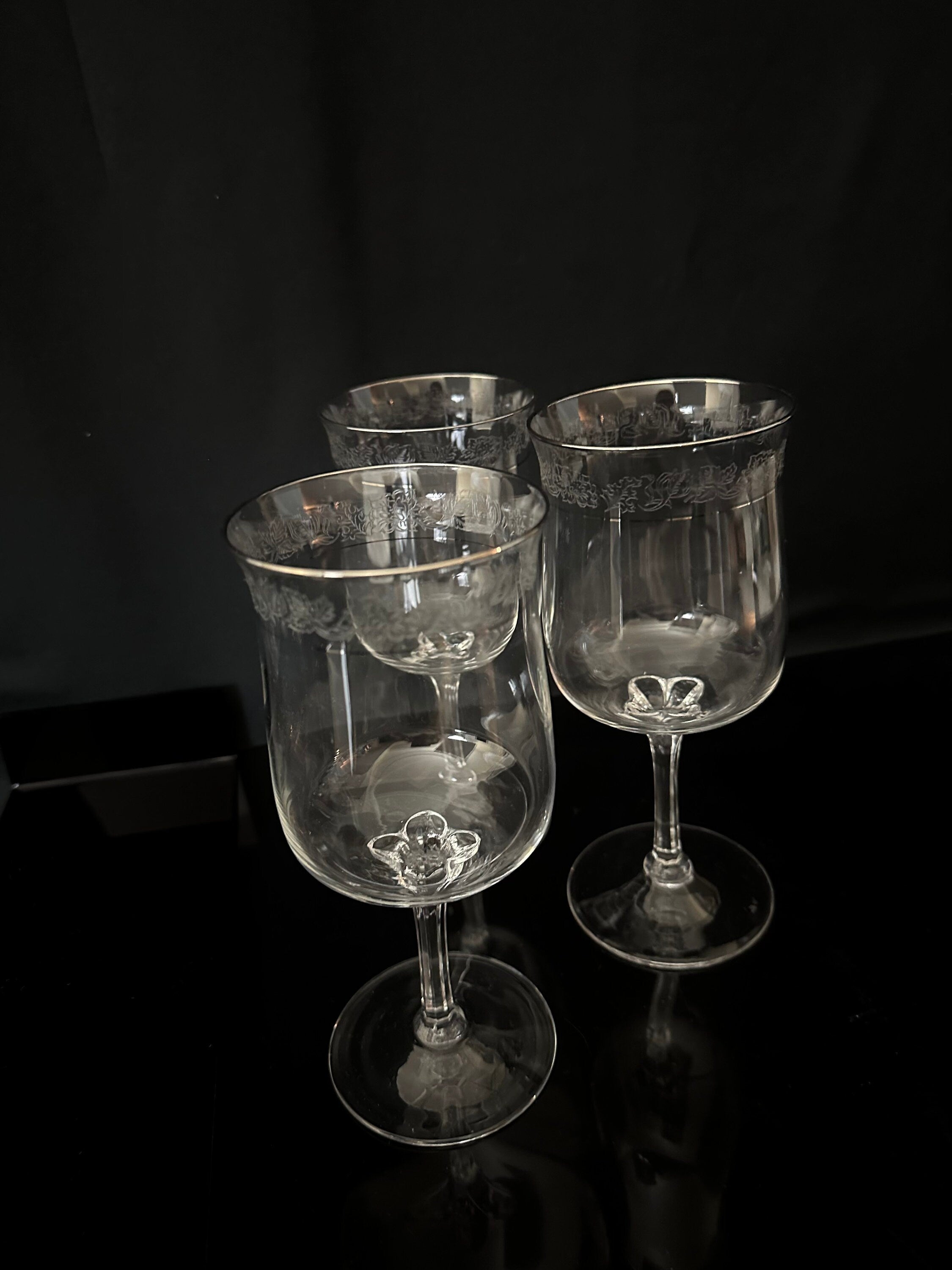 3 Lenox Moonspun Platinum Water Goblets