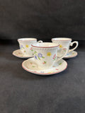3 Johnson Brothers Fleurette Teacups and Saucers