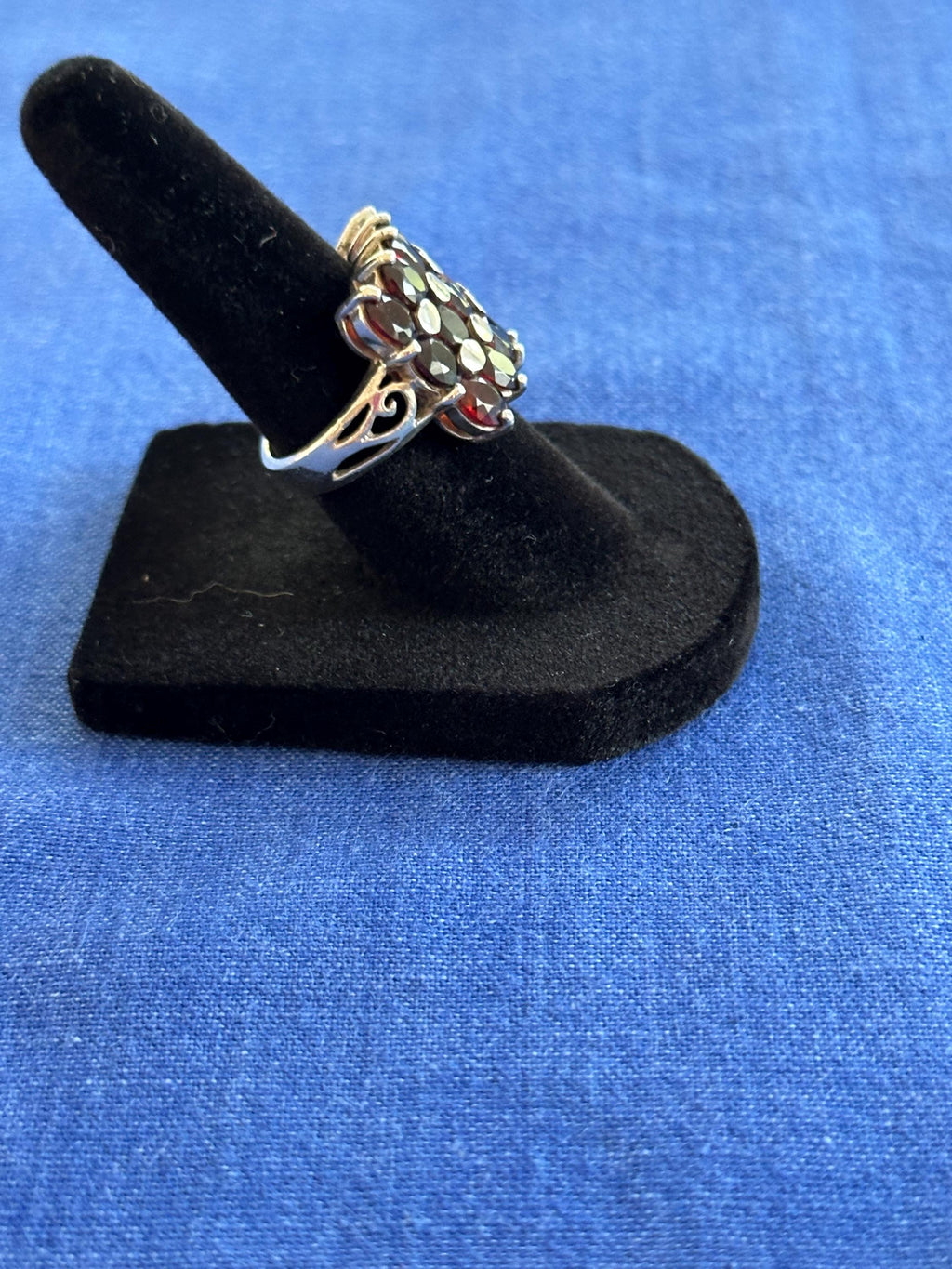 Vintage Garnet Sterling Silver Cocktail Ring