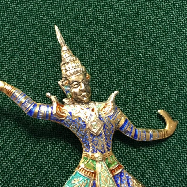 Sterling Silver Siam Dancing Man Enameled Pin