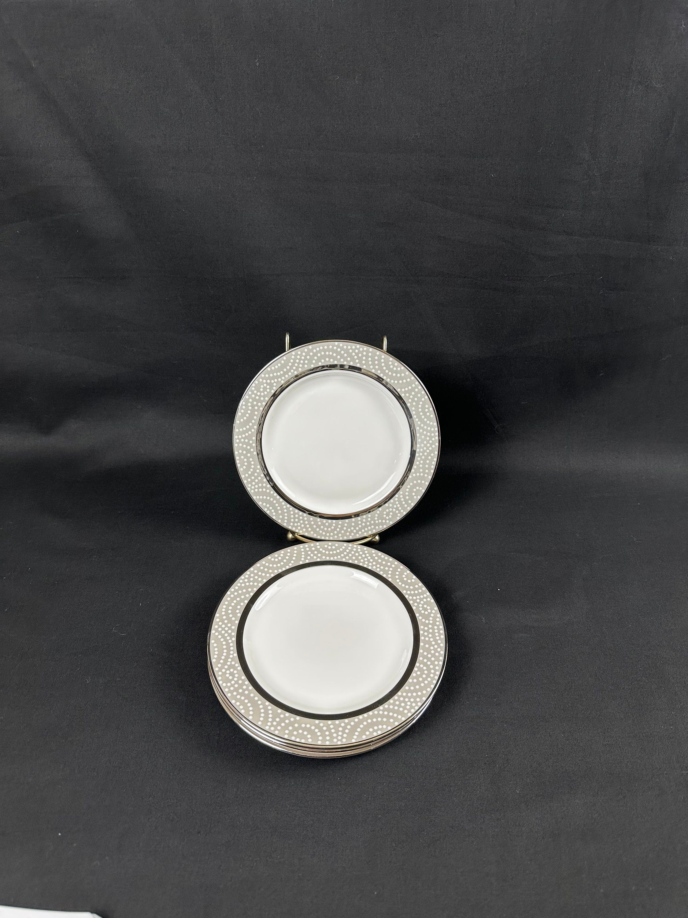 4 Katie Spade Pearl Beads Bread Plates by Lenox