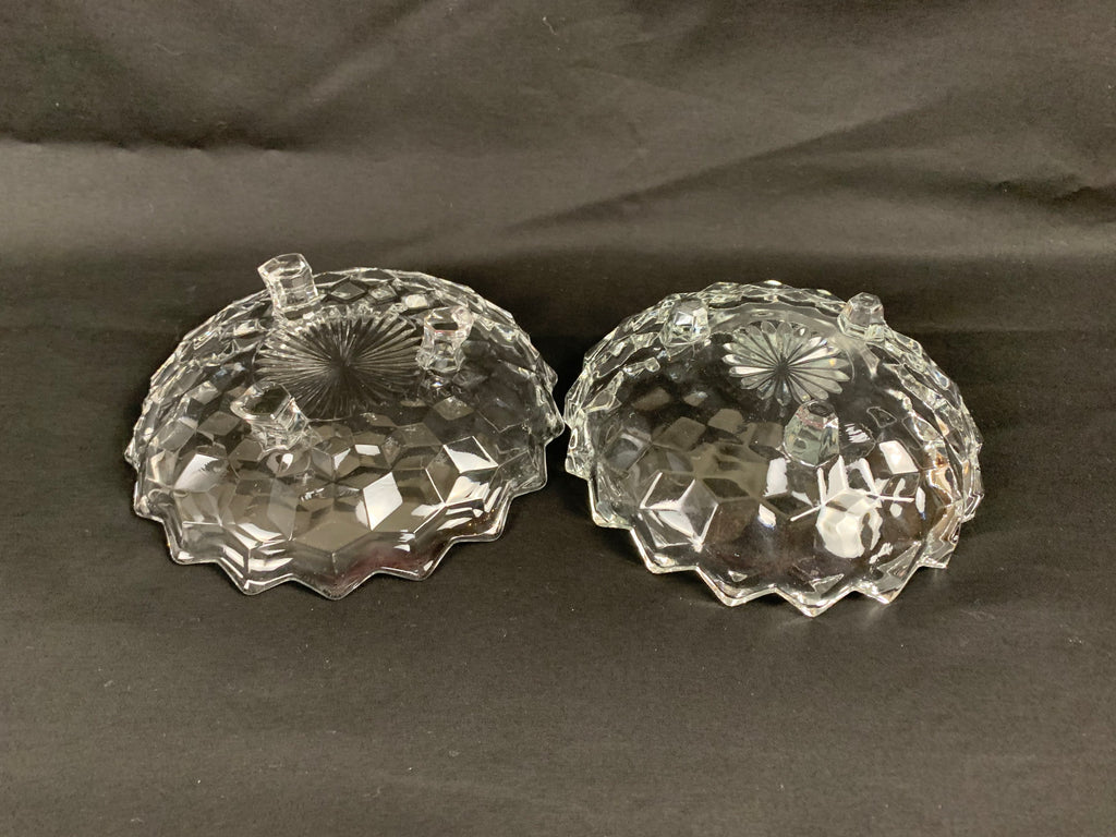 2 Fostoria American Footed Tidbit Trays