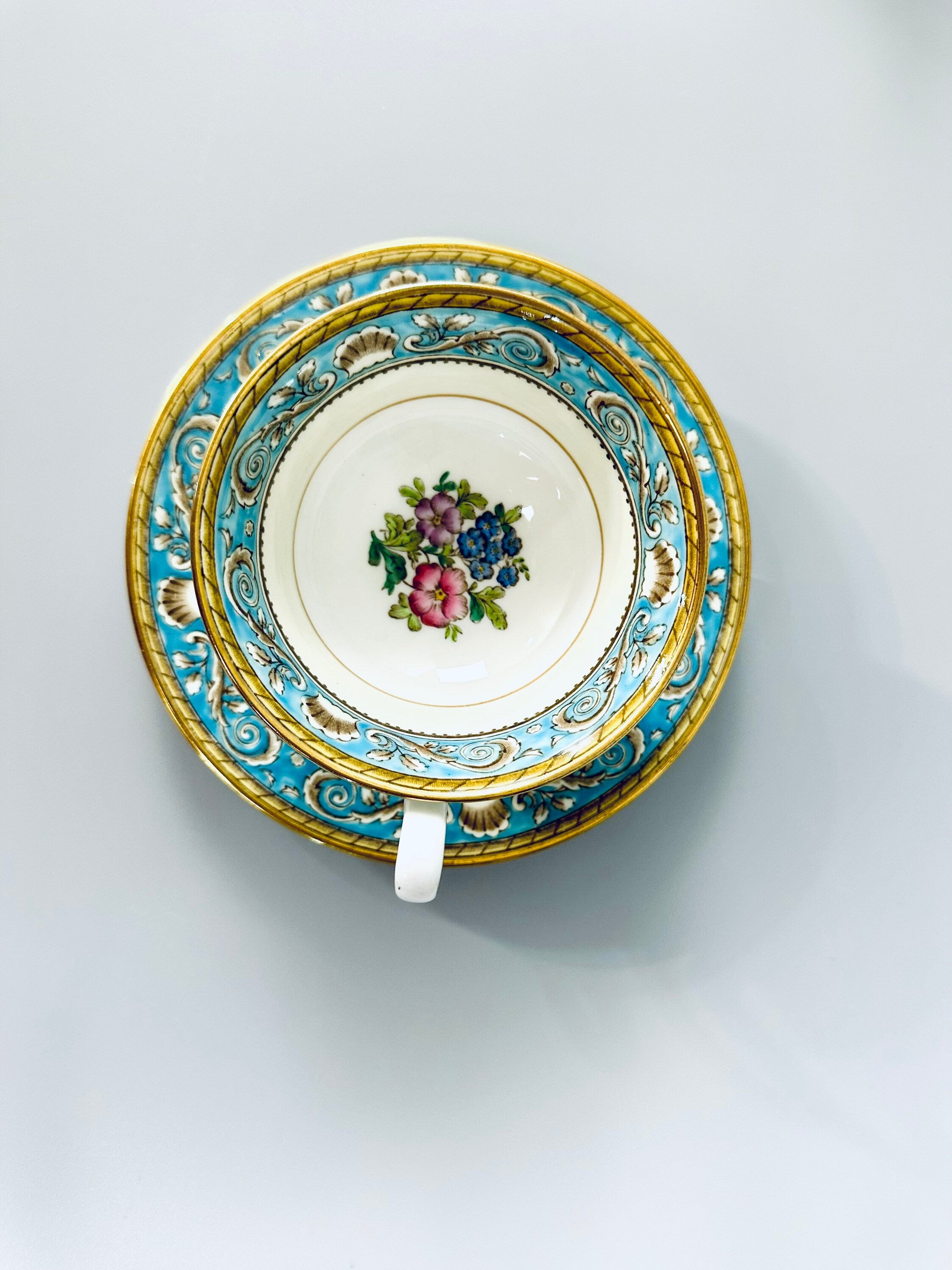 Wedgwood Runnymede Turquoise Teacup and Saucer