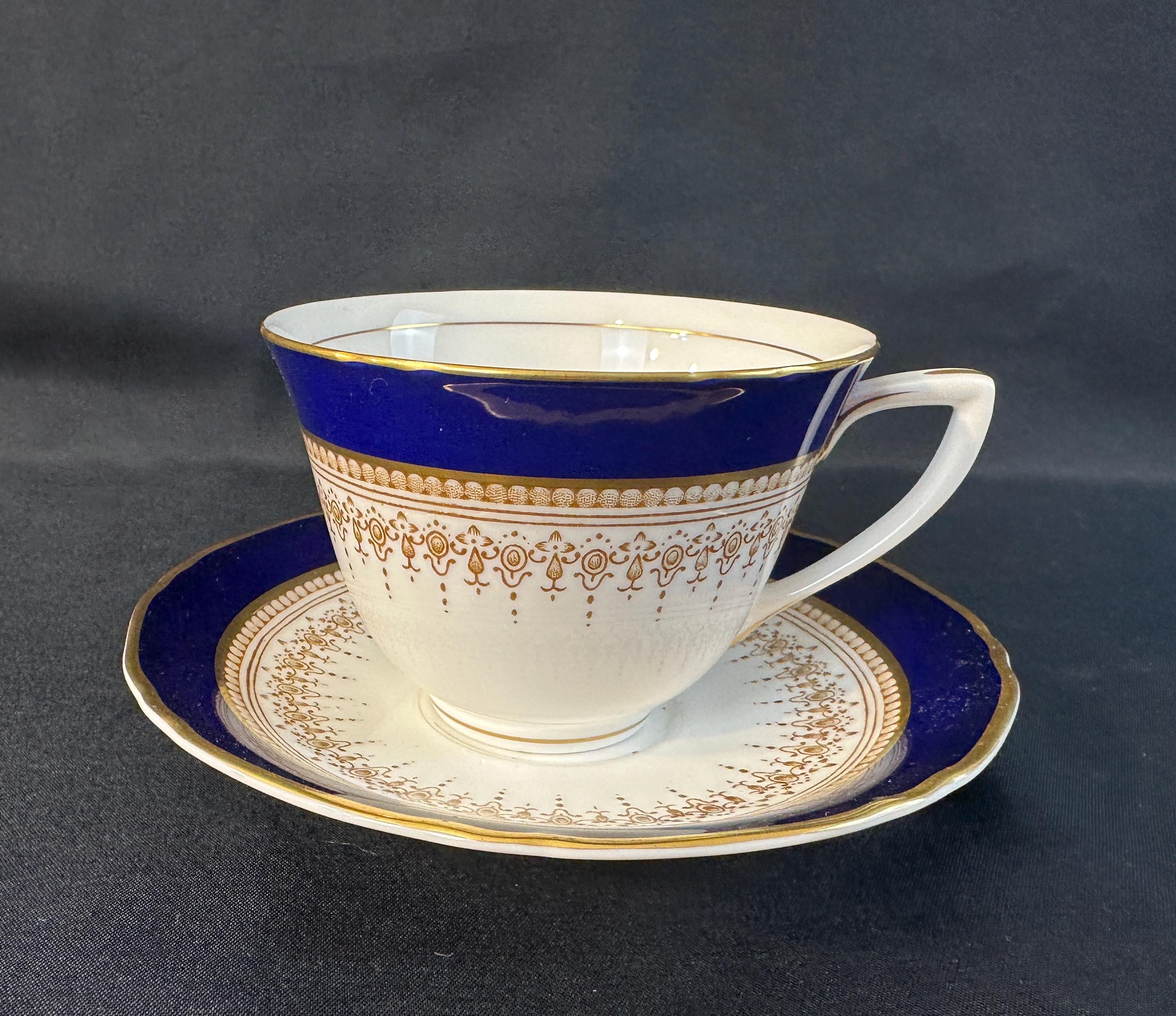Royal Worcester Regency Blue Teacup and Saucer