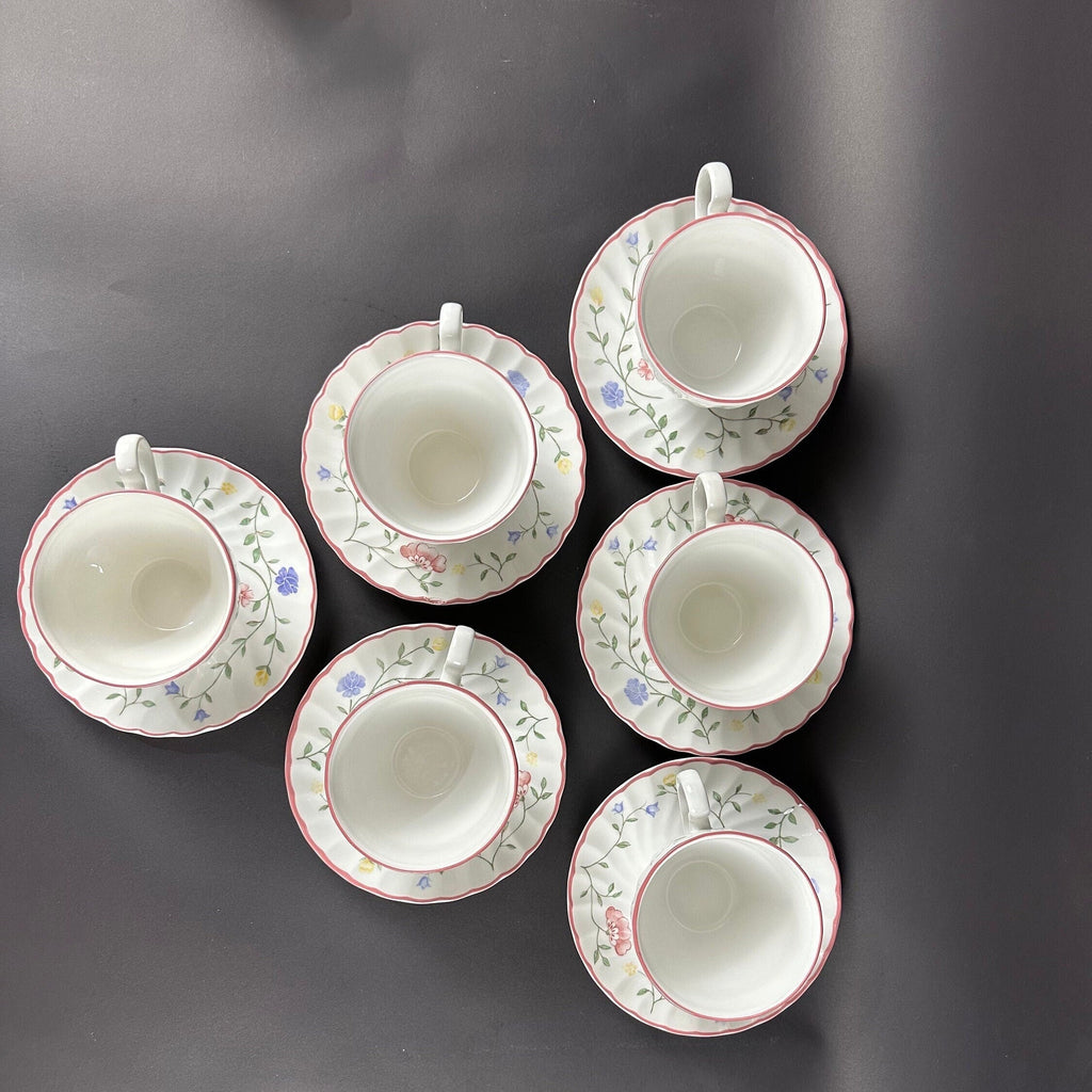 Six Tea Cups and Saucers by Johnson Brothers “Summer Chintz” Pattern