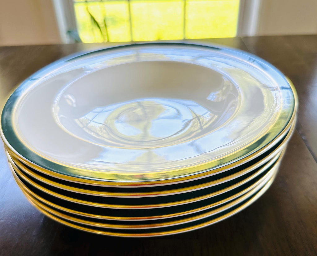 6 Royal Worcester Howard Leather Green Soup Bowls