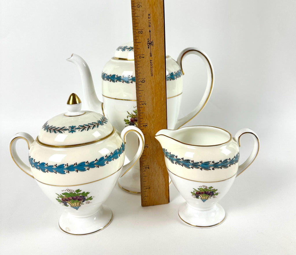 Wedgwood Appledore Coffee Pot Creamer and Sugar Bowl