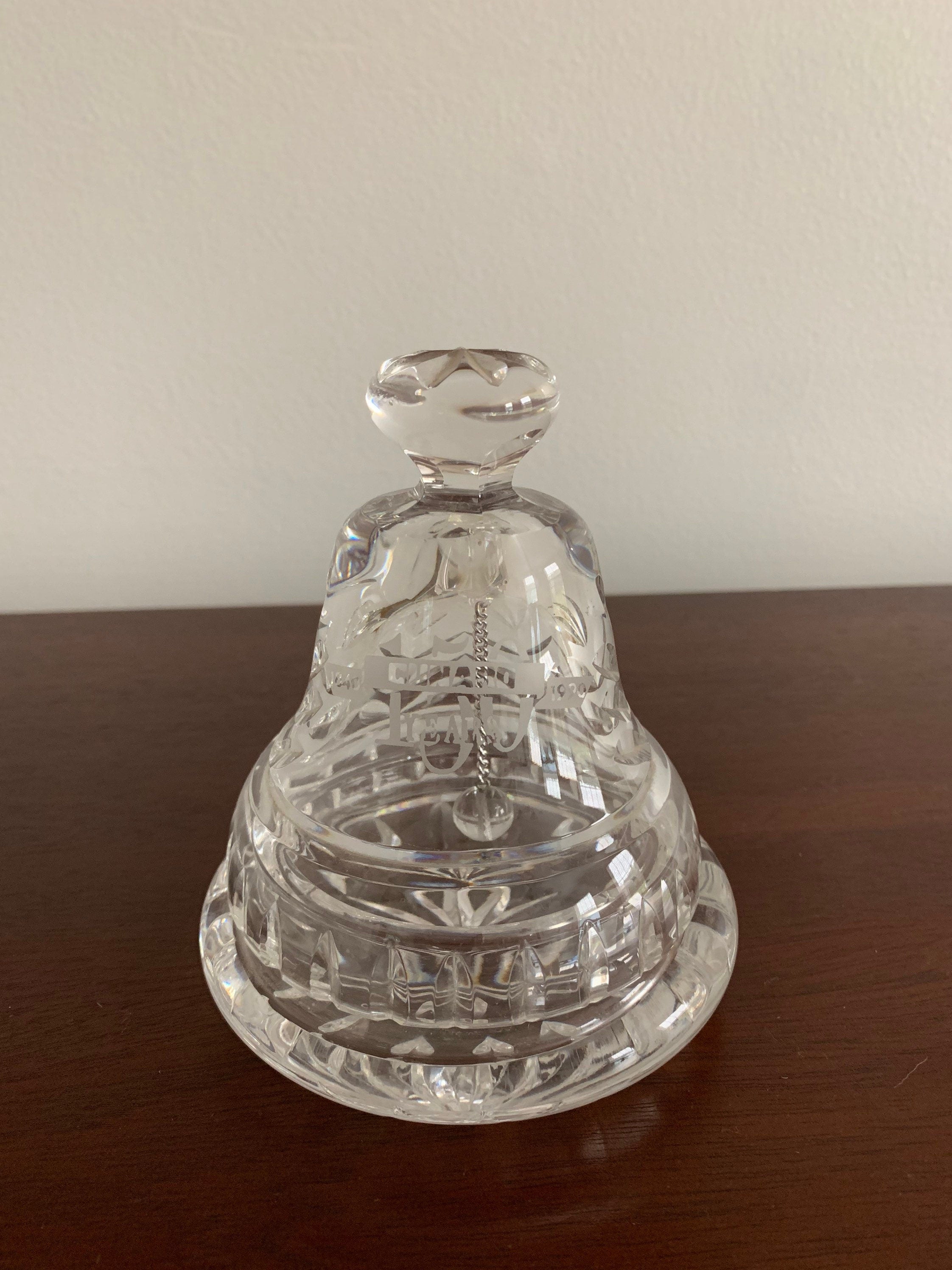 Waterford Crystal Bell and Base Commemorating Cunard Shipping 150 year Anniversary