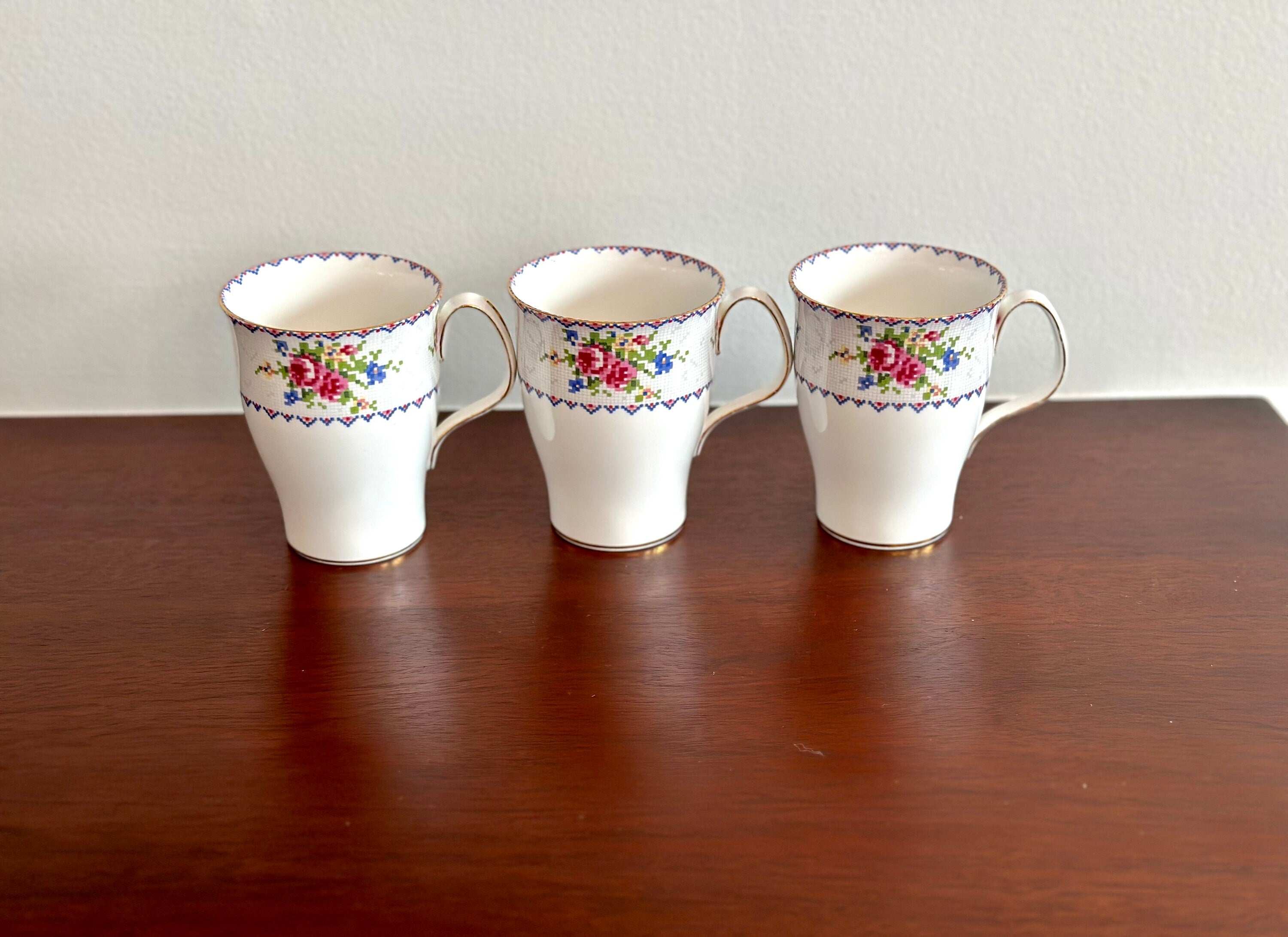 3 Royal Albert Petite Points Tall Mugs