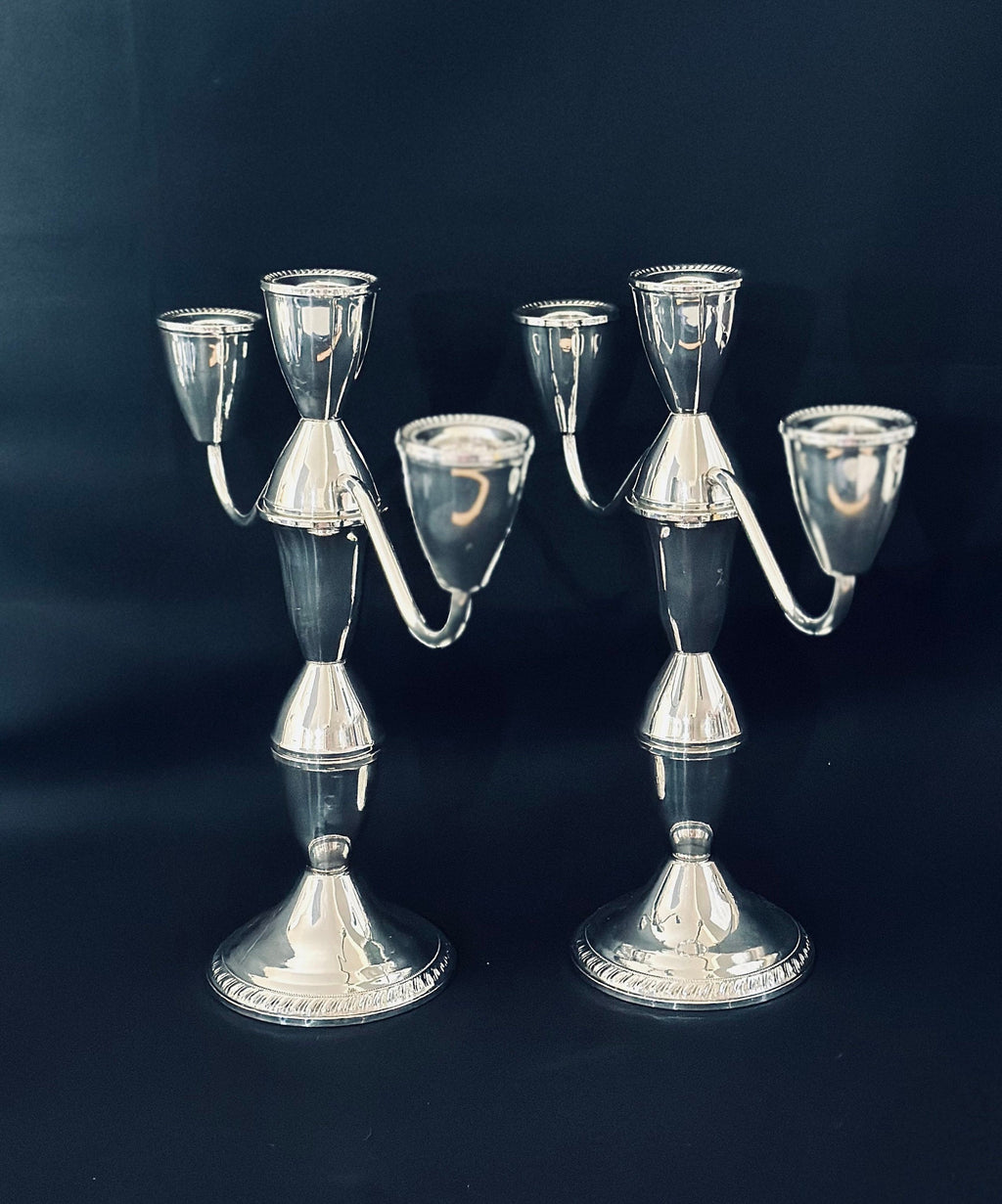 2 Sterling Silver Weighted Duchin Convertible Candleabras
