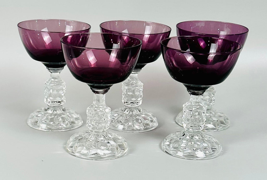5 Fostoria American Lady Amethyst Liquor/Cocktail Glasses