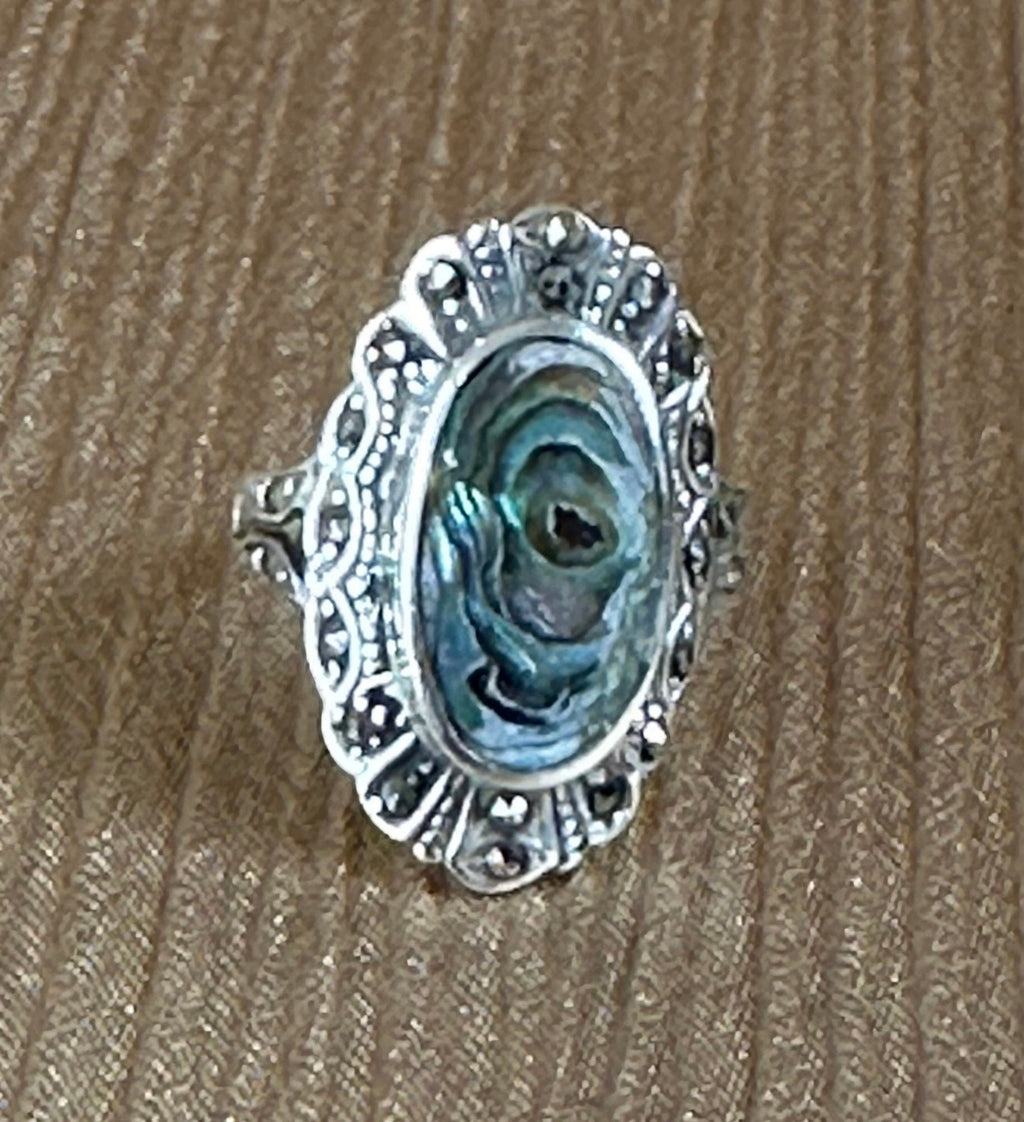 Sterling Silver Abalone and Marsite Nanette Ring