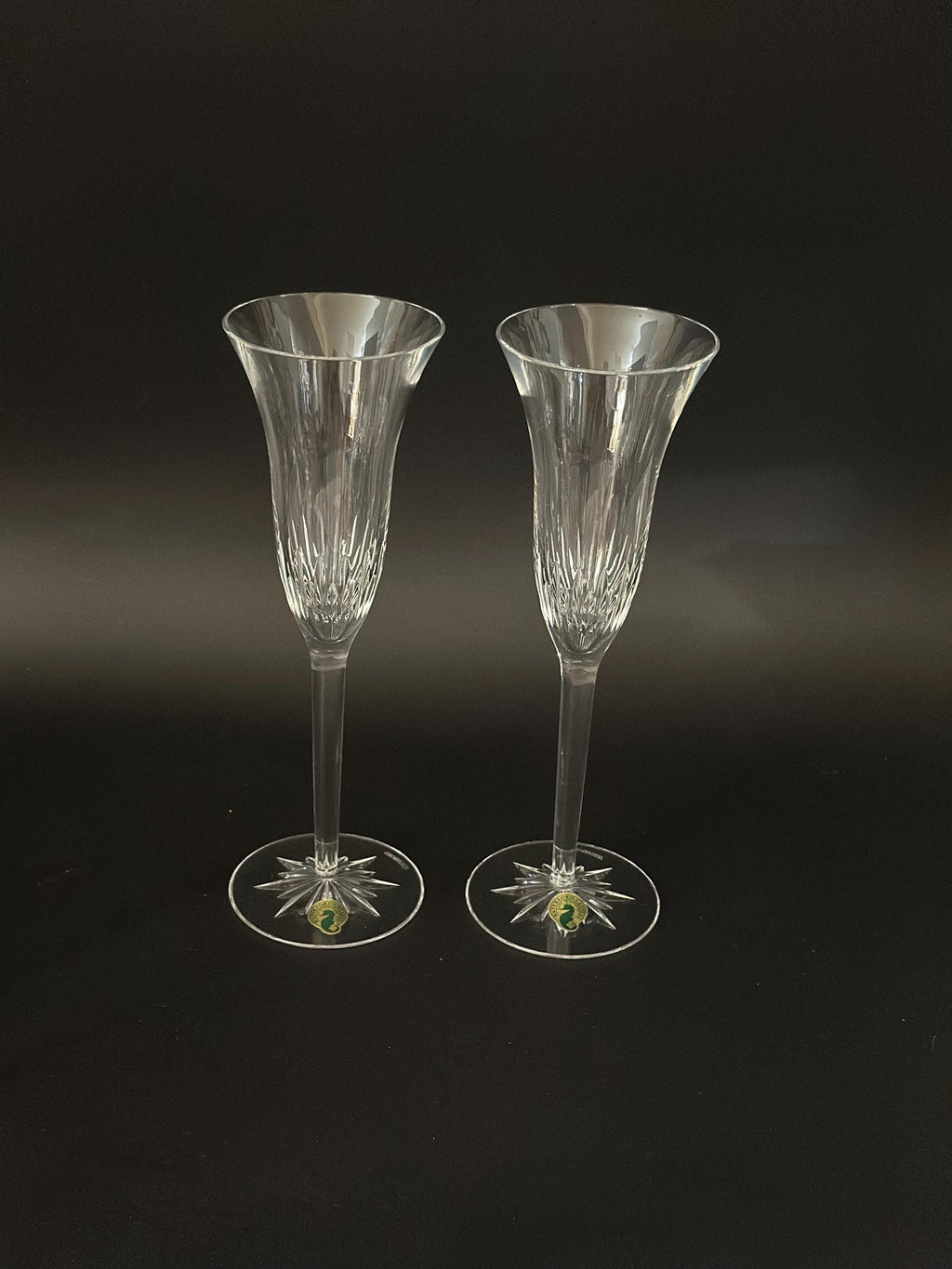 Two Waterford Crystal Giselle Champagne Flutes