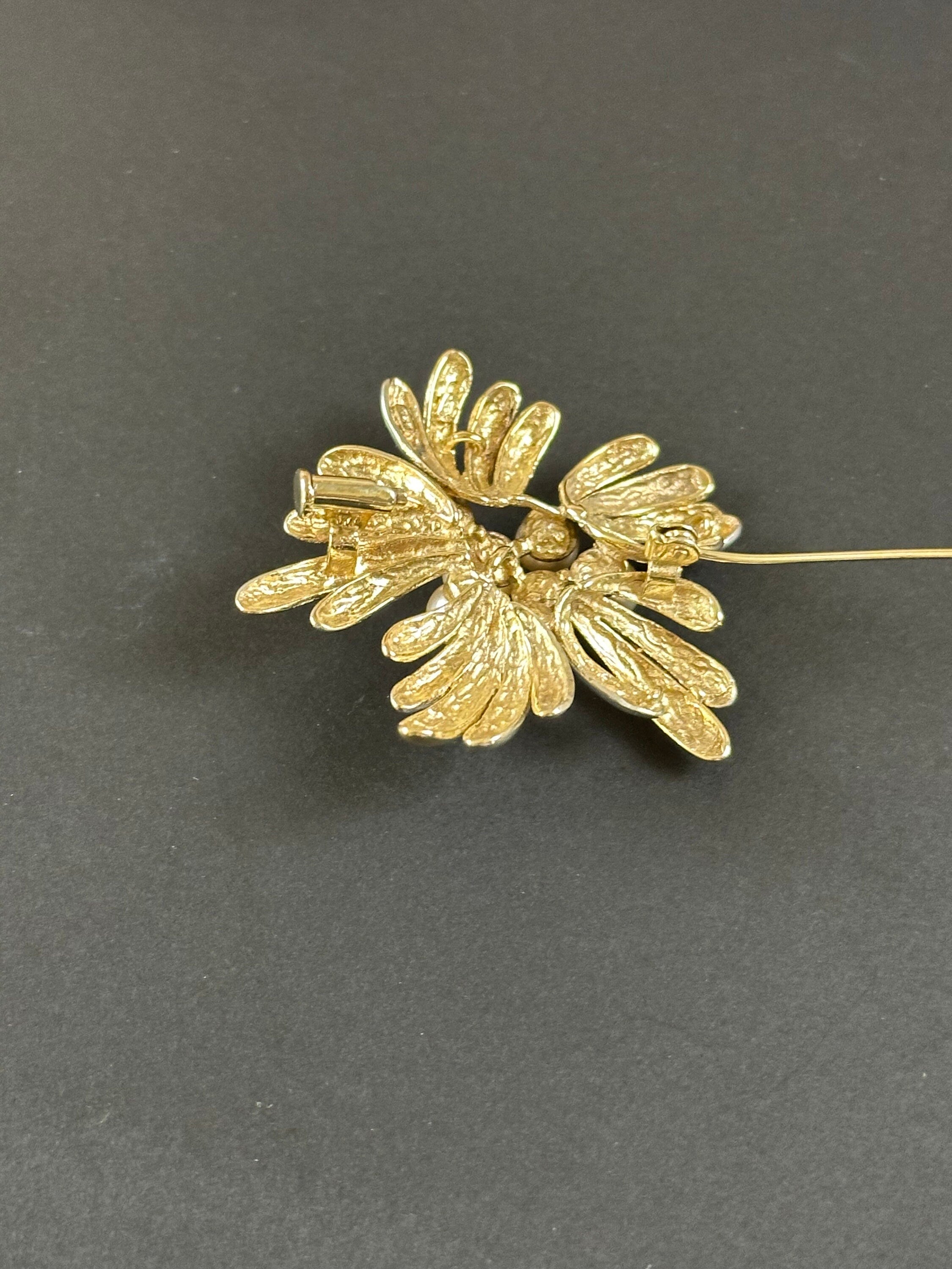 Sterling Silver and Gold Washed Pearl Brooch
