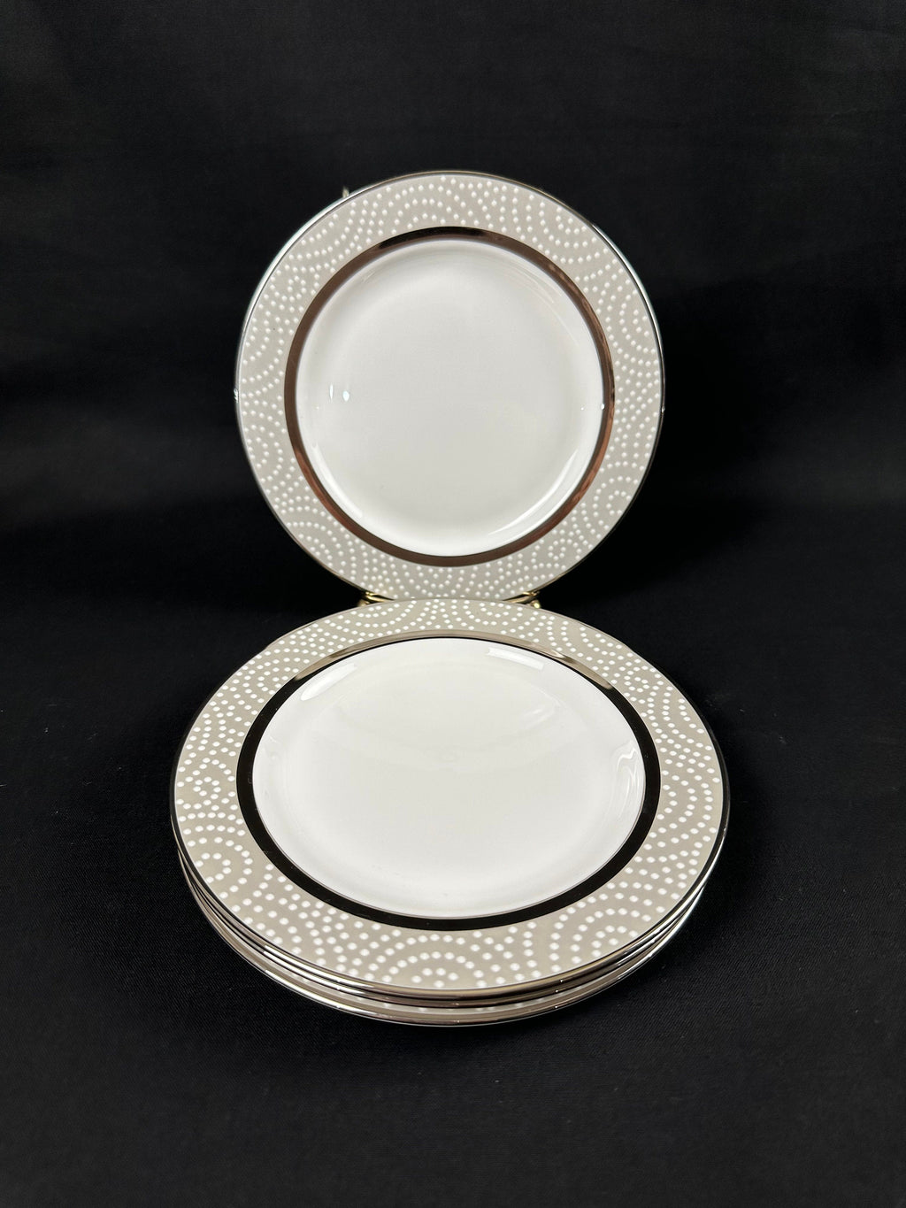 4 Katie Spade Pearl Beads Bread Plates by Lenox