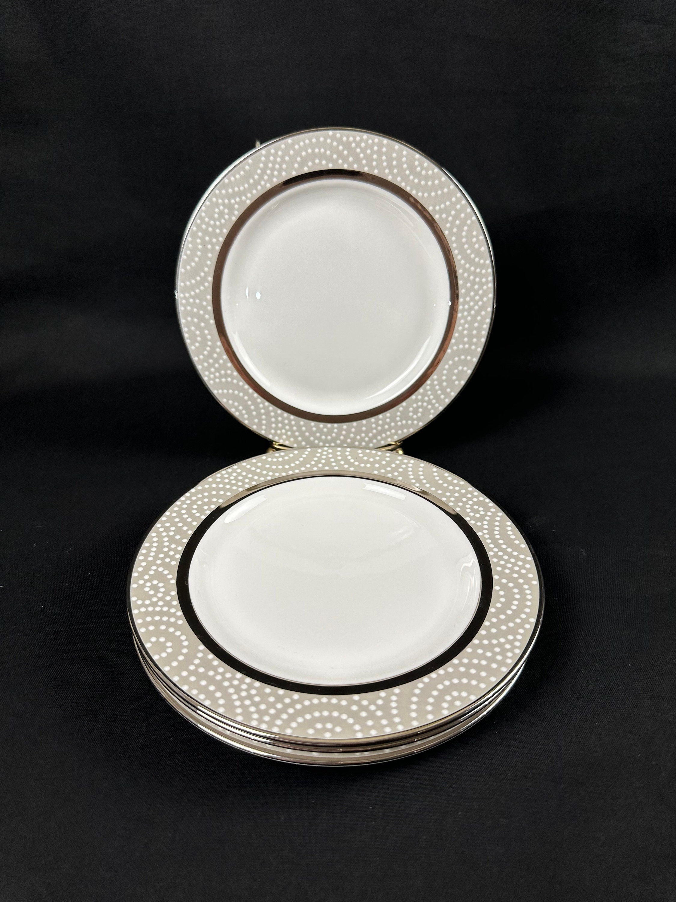 4 Katie Spade Pearl Beads Bread Plates by Lenox