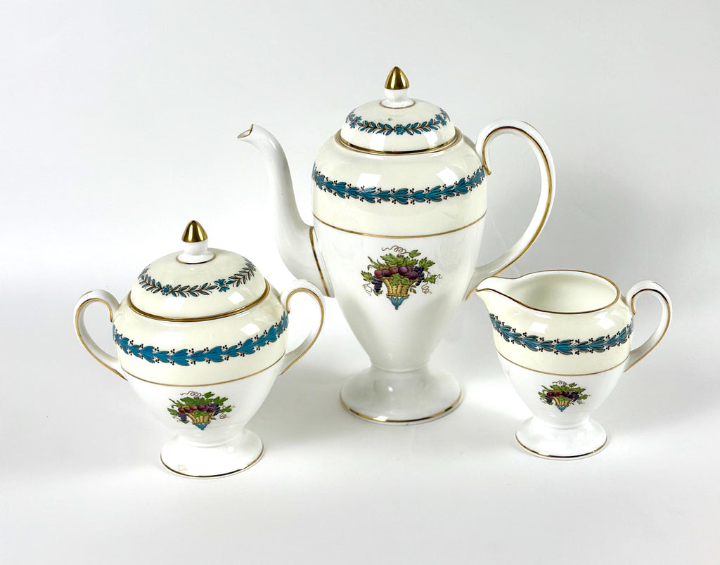 Wedgwood Appledore Coffee Pot Creamer and Sugar Bowl