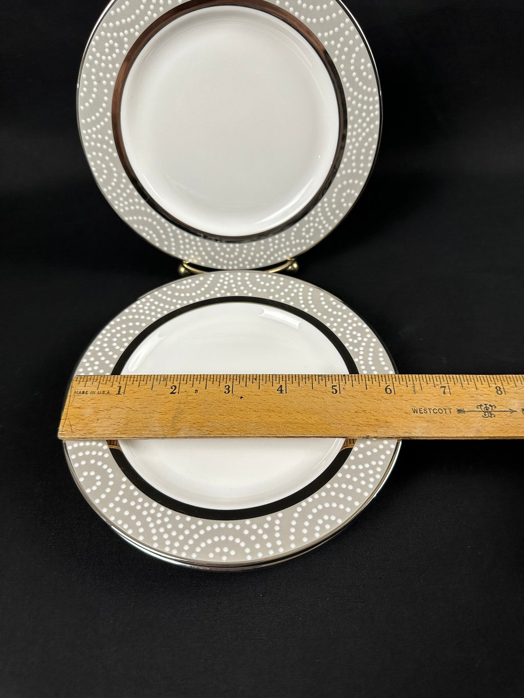 4 Katie Spade Pearl Beads Bread Plates by Lenox