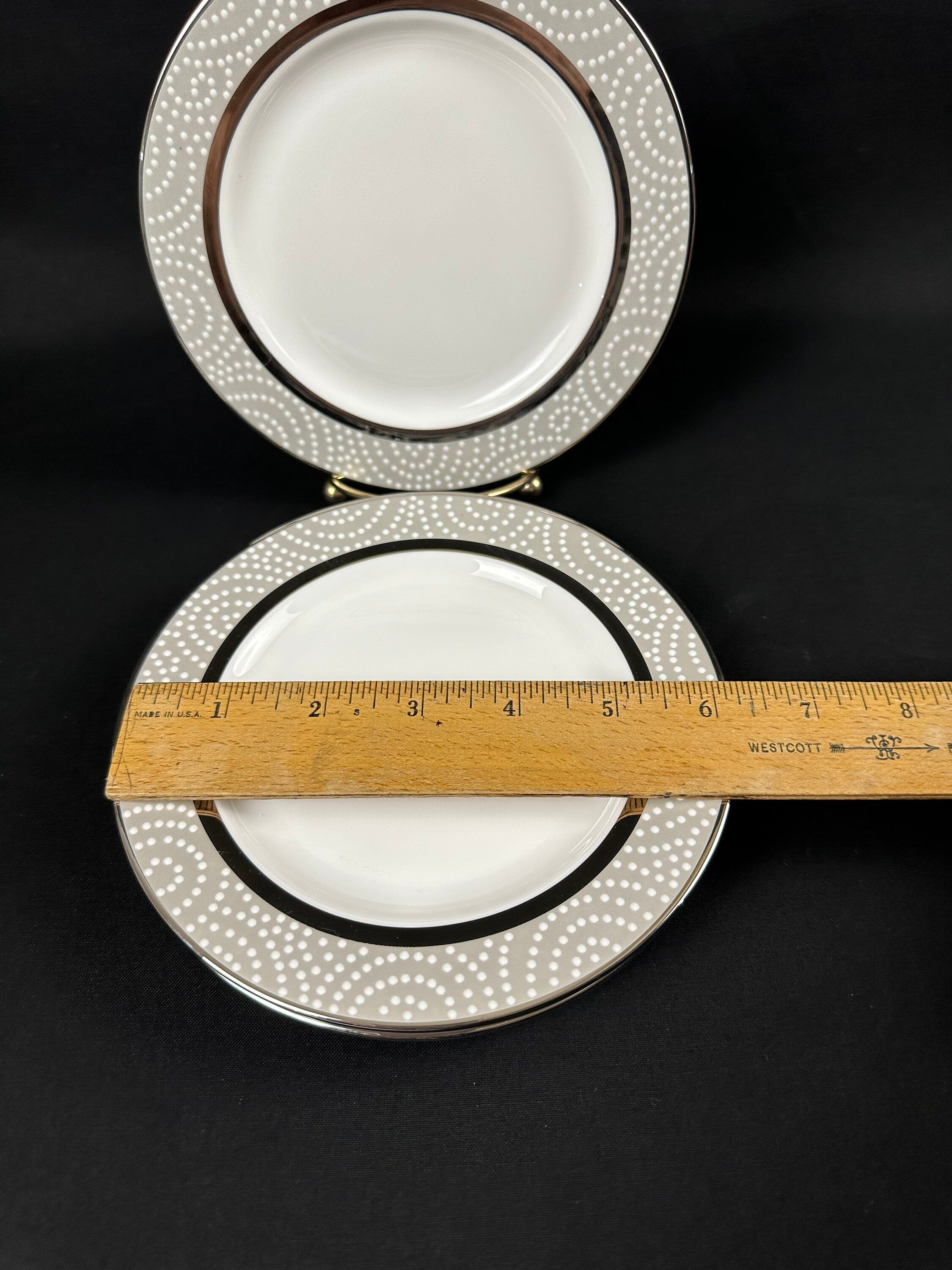 4 Katie Spade Pearl Beads Bread Plates by Lenox