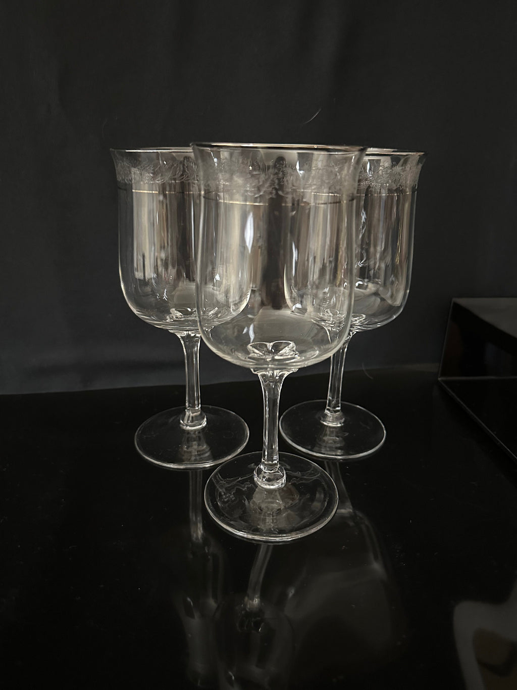 3 Lenox Moonspun Platinum Water Goblets