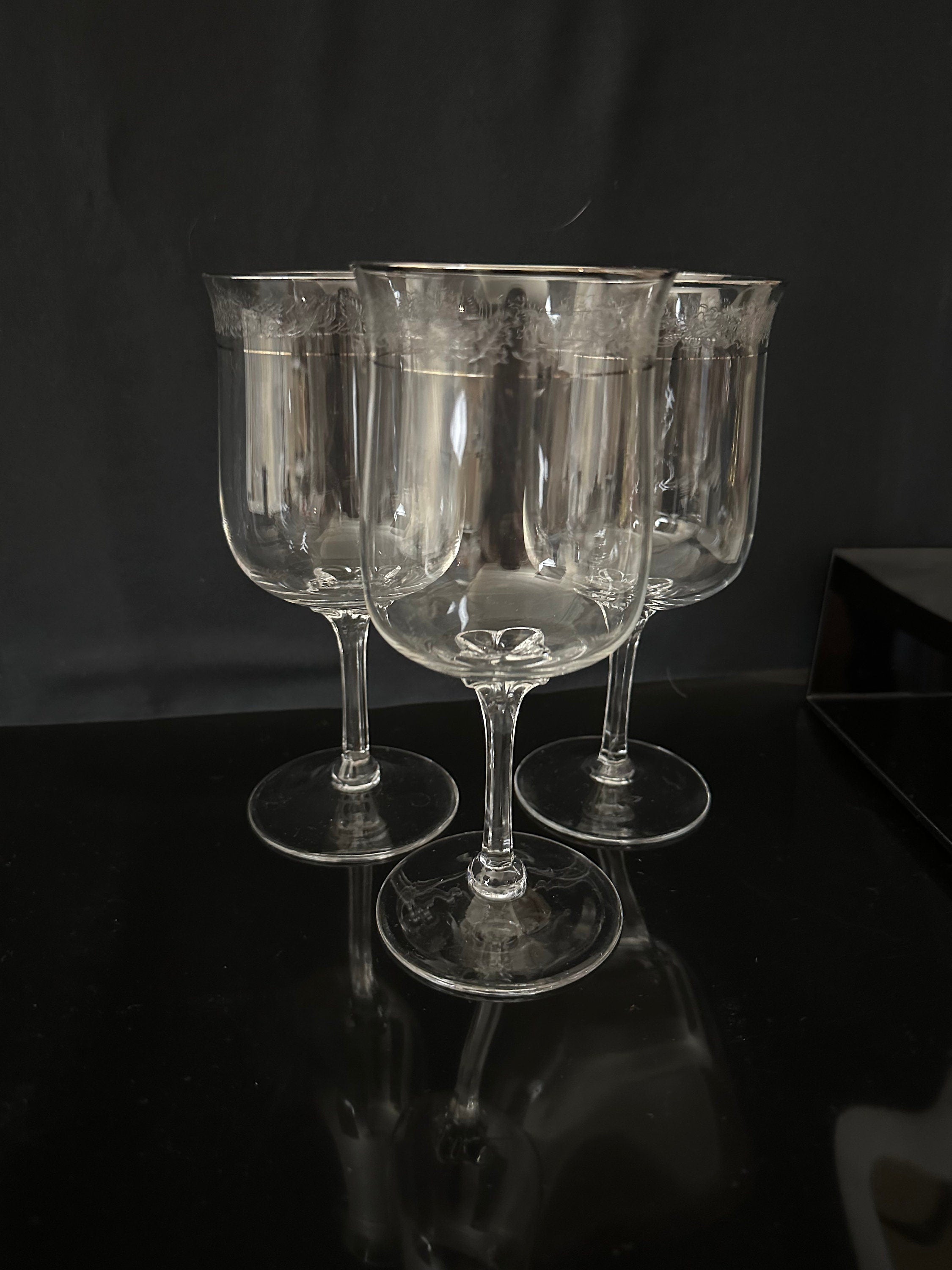 3 Lenox Moonspun Platinum Water Goblets